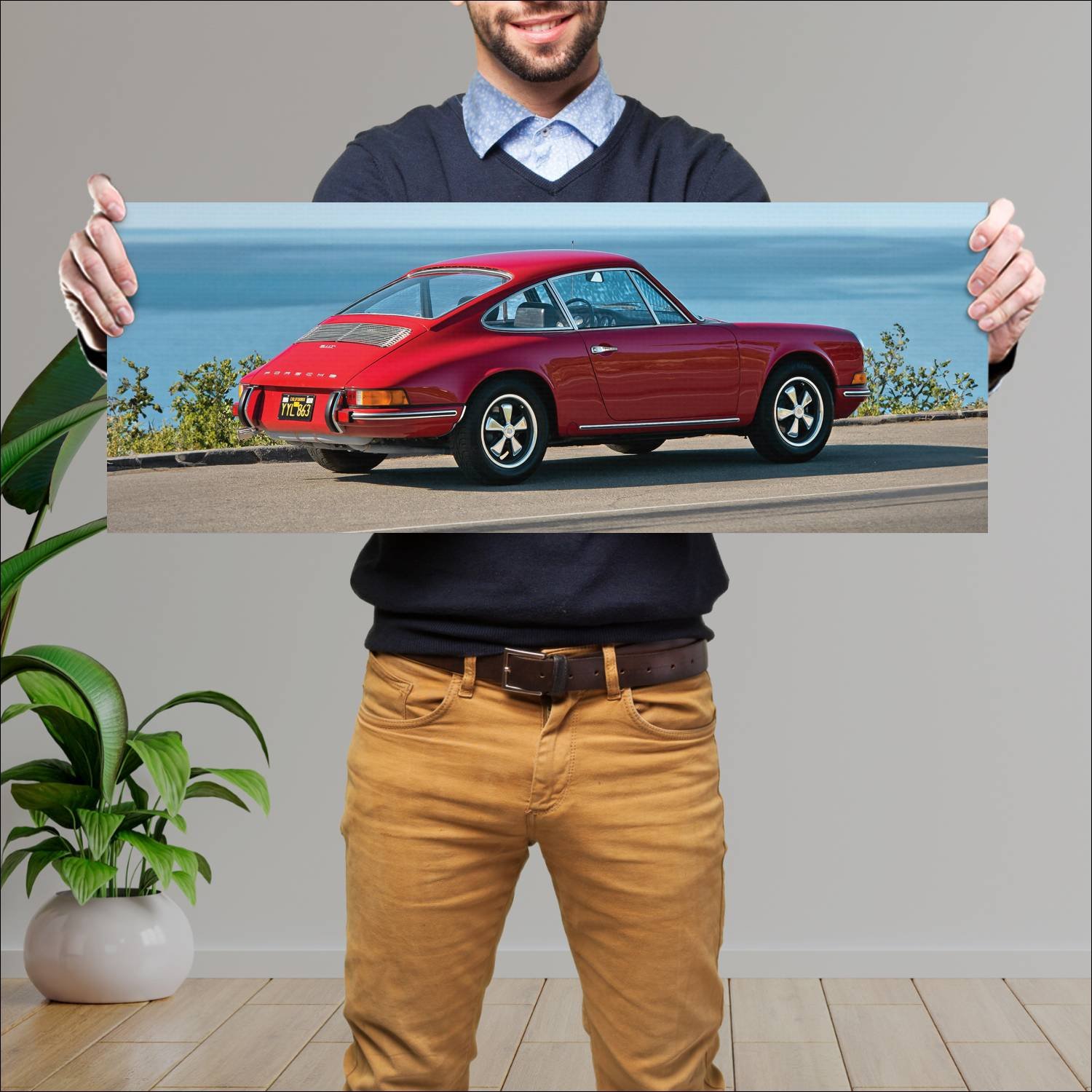 Cuadro grande 30x80cm 1969 porsche 911 t us auto 50 Porsche