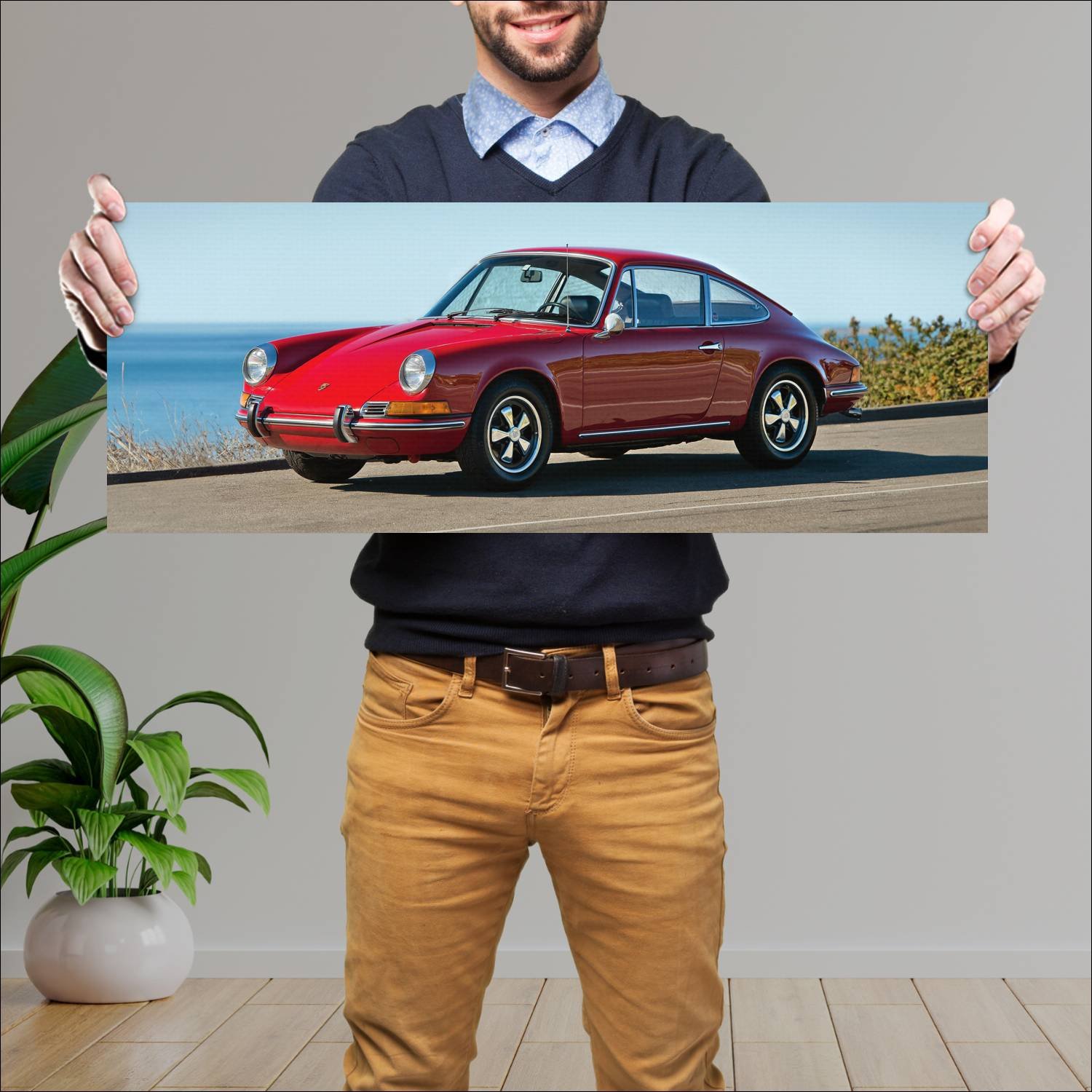 Cuadro grande 30x80cm 1969 porsche 911 t us auto 51 Porsche