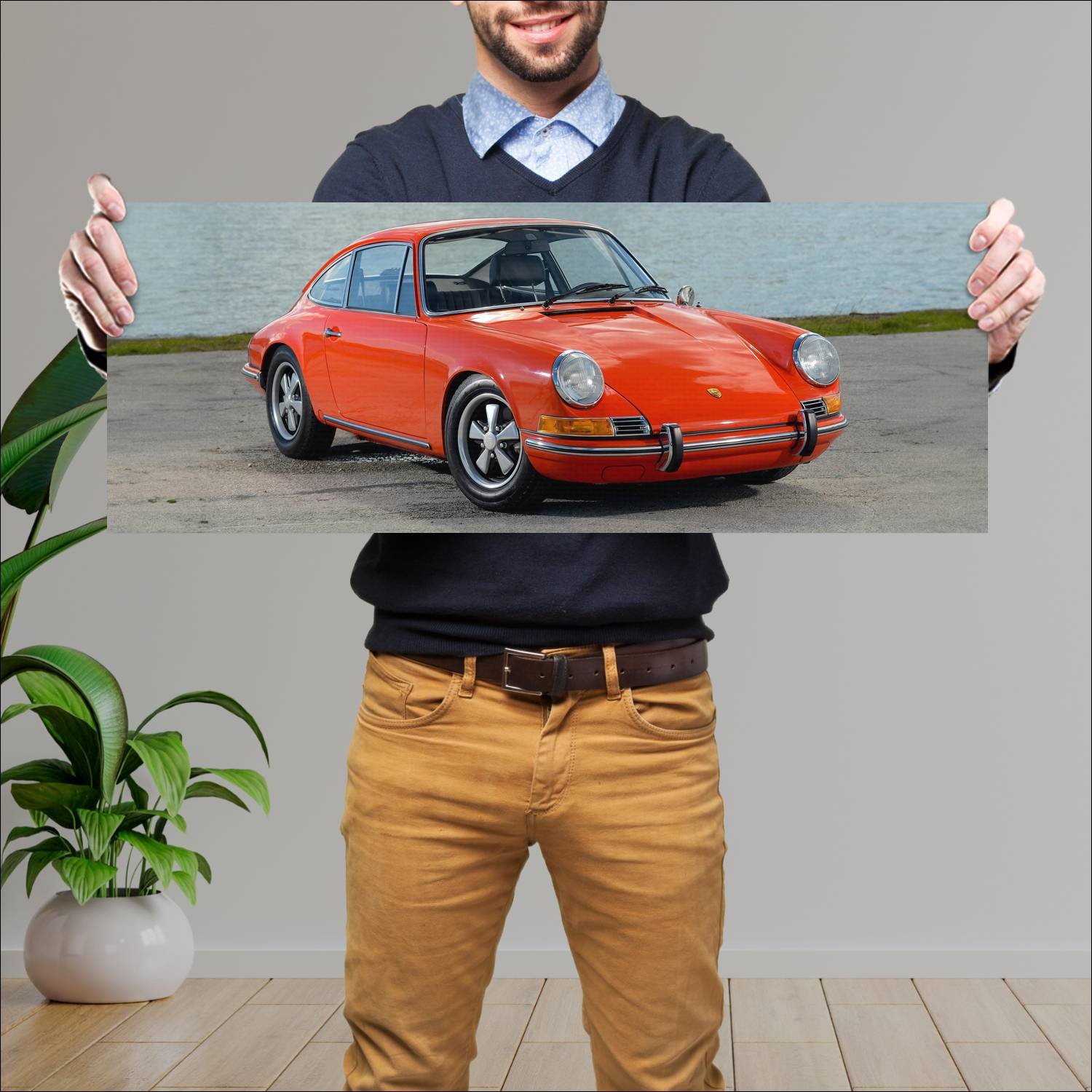 Cuadro grande 30x80cm 1969 porsche 911 t us auto 52 Porsche