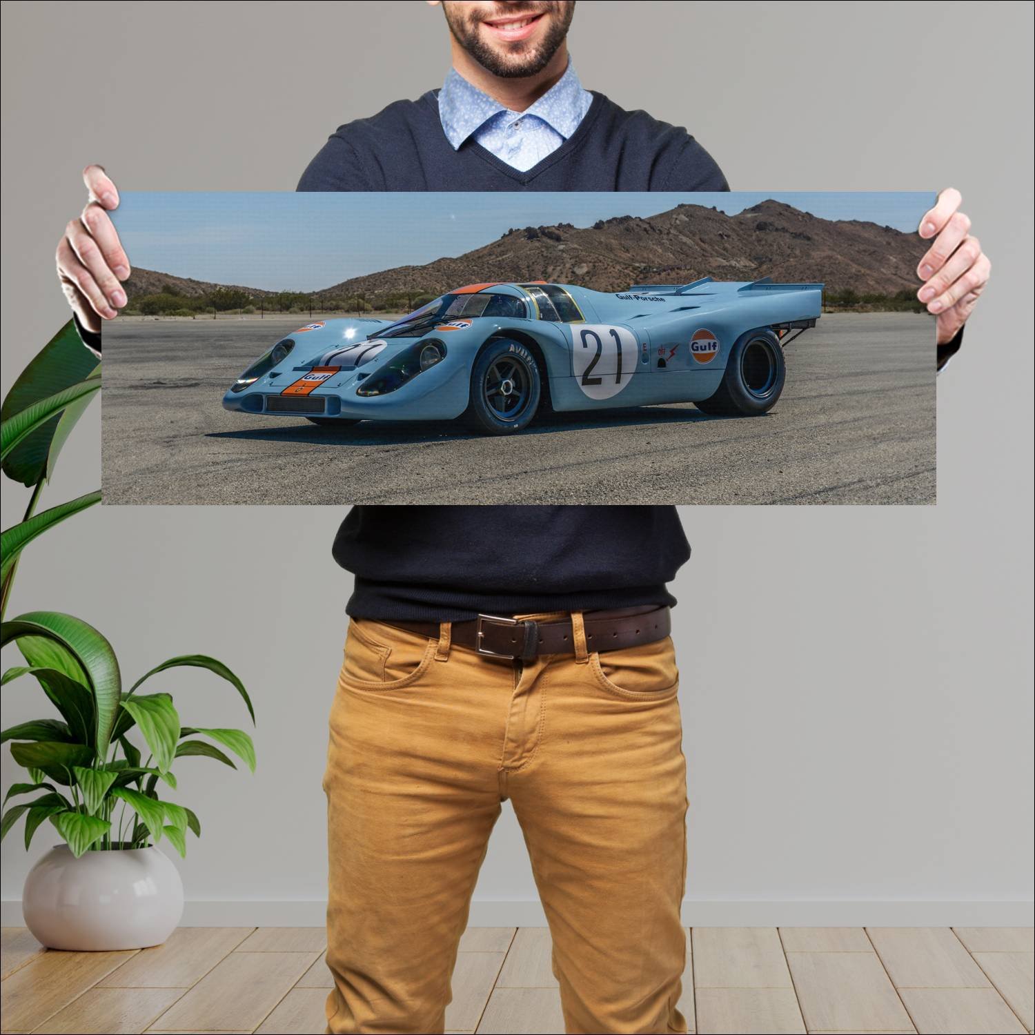 Cuadro grande 30x80cm 1969 porsche 917k auto 54 Porsche