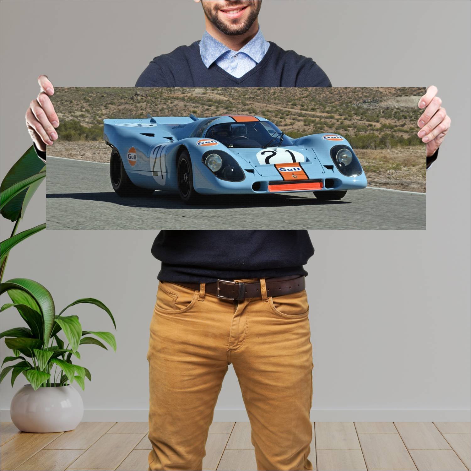 Cuadro grande 30x80cm 1969 porsche 917k auto 55 Porsche
