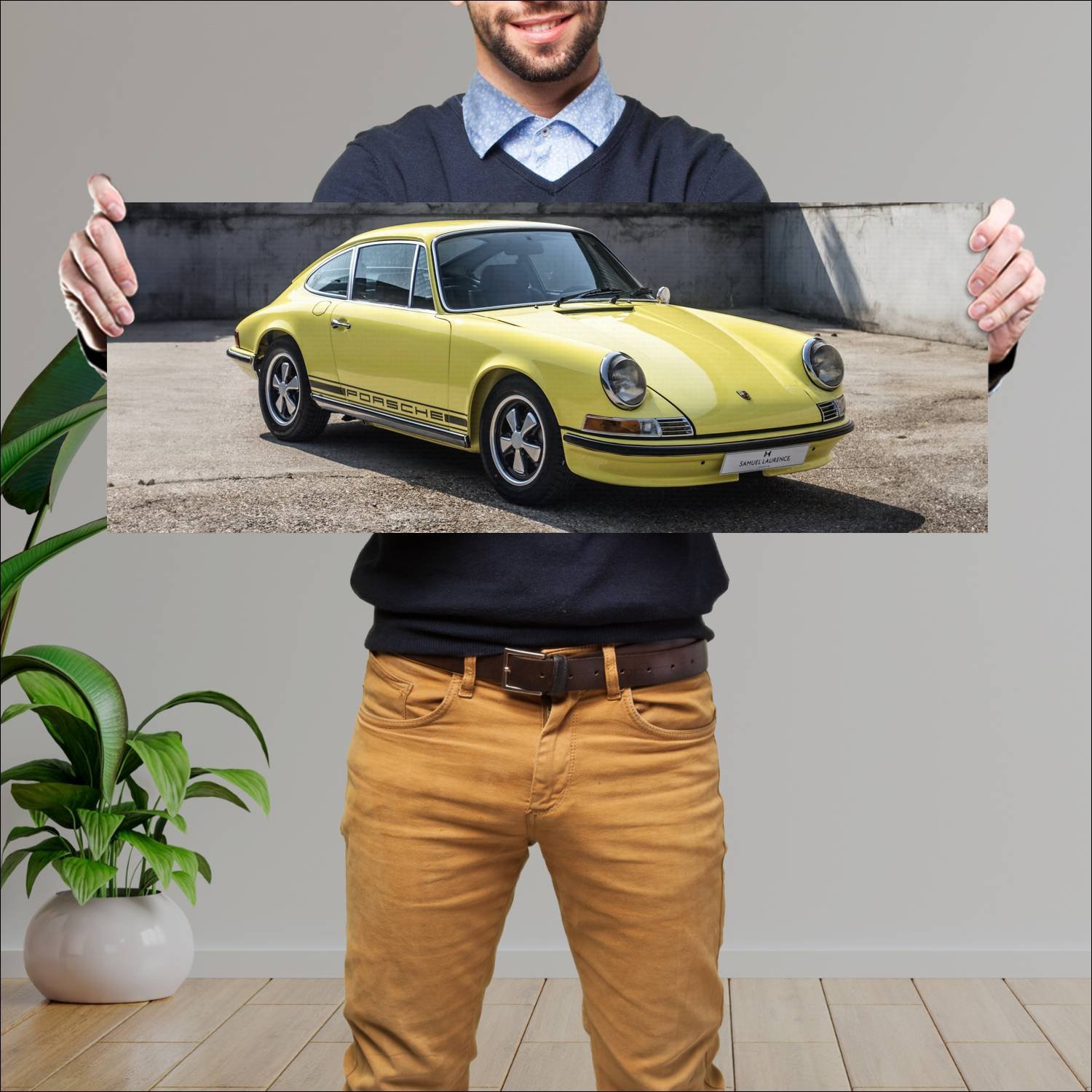 Cuadro grande 30x80cm 1971 porsche 911 t with chin 70 Porsche