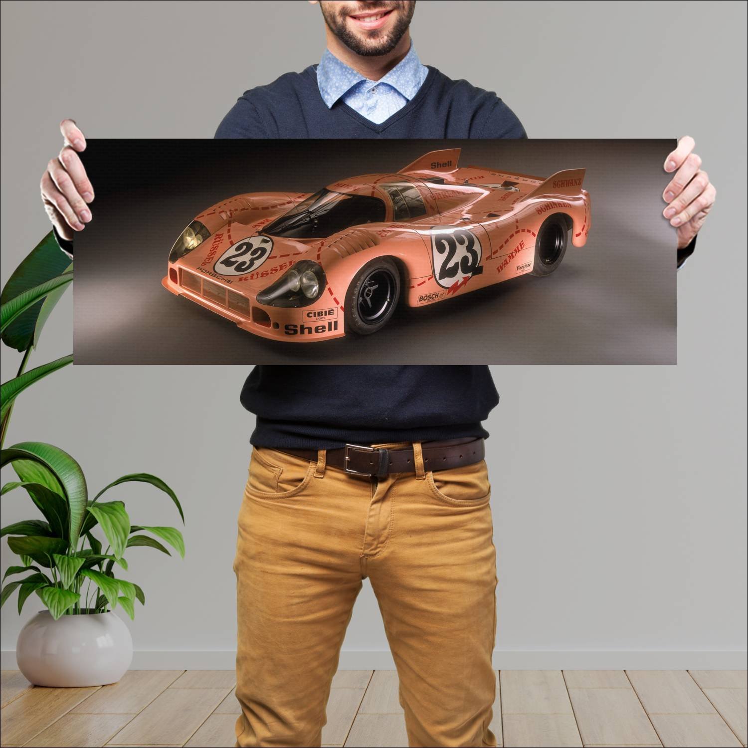 Cuadro grande 30x80cm 1971 porsche 917 20 pink pig 72 Porsche