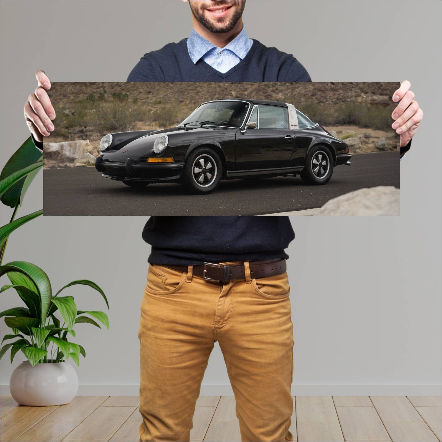Cuadro grande 30x80cm 1972 porsche 911 e targa wit 88 Porsche