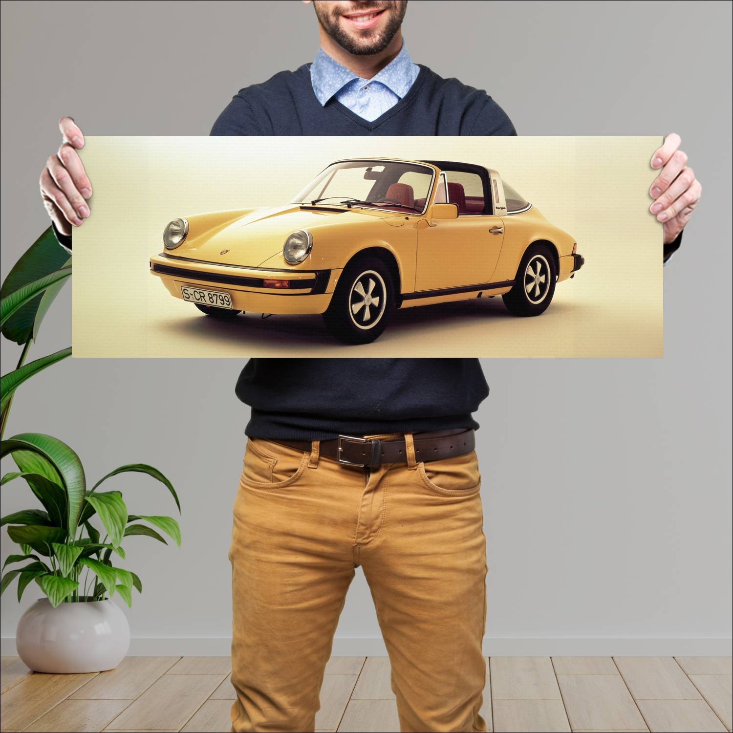 Cuadro grande 30x80cm 1973 porsche 911 targa auto 94 Porsche