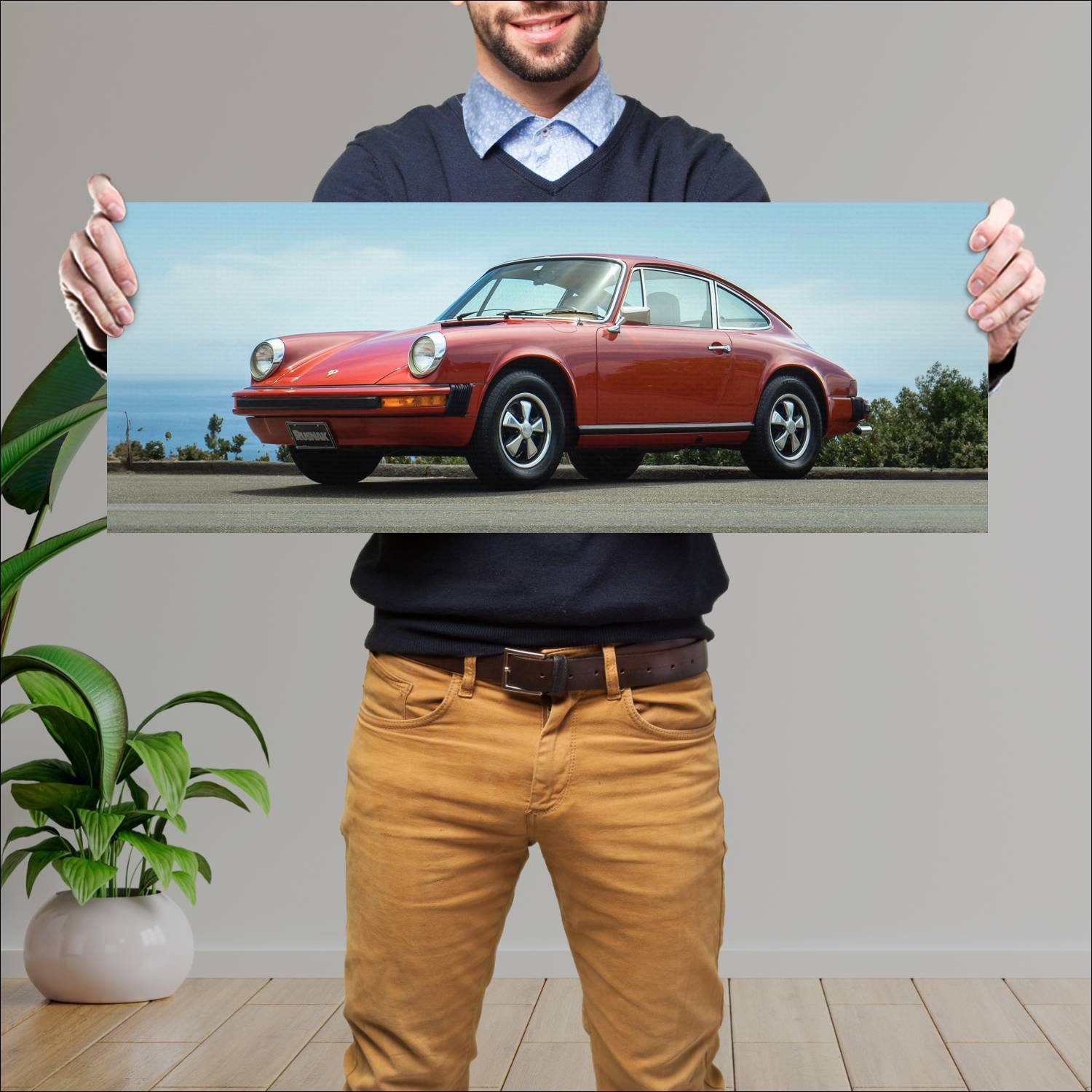 Cuadro grande 30x80cm 1976 porsche 912 e us auto 120 Porsche