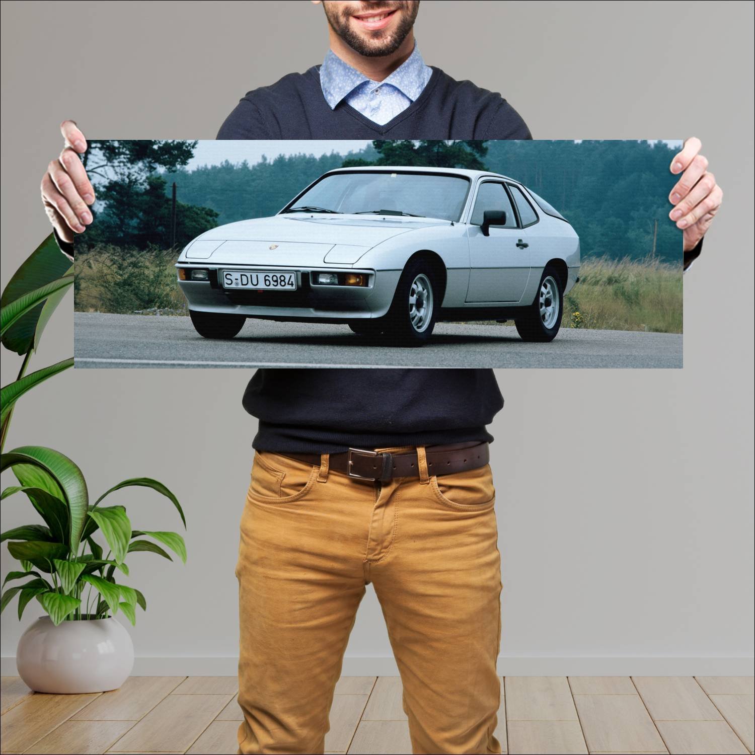 Cuadro grande 30x80cm 1976 porsche 924 auto 121 Porsche