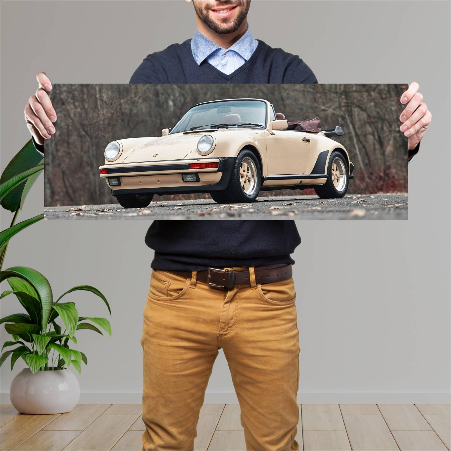 Cuadro grande 30x80cm 1986 porsche 911 turbo cabri 180 Porsche