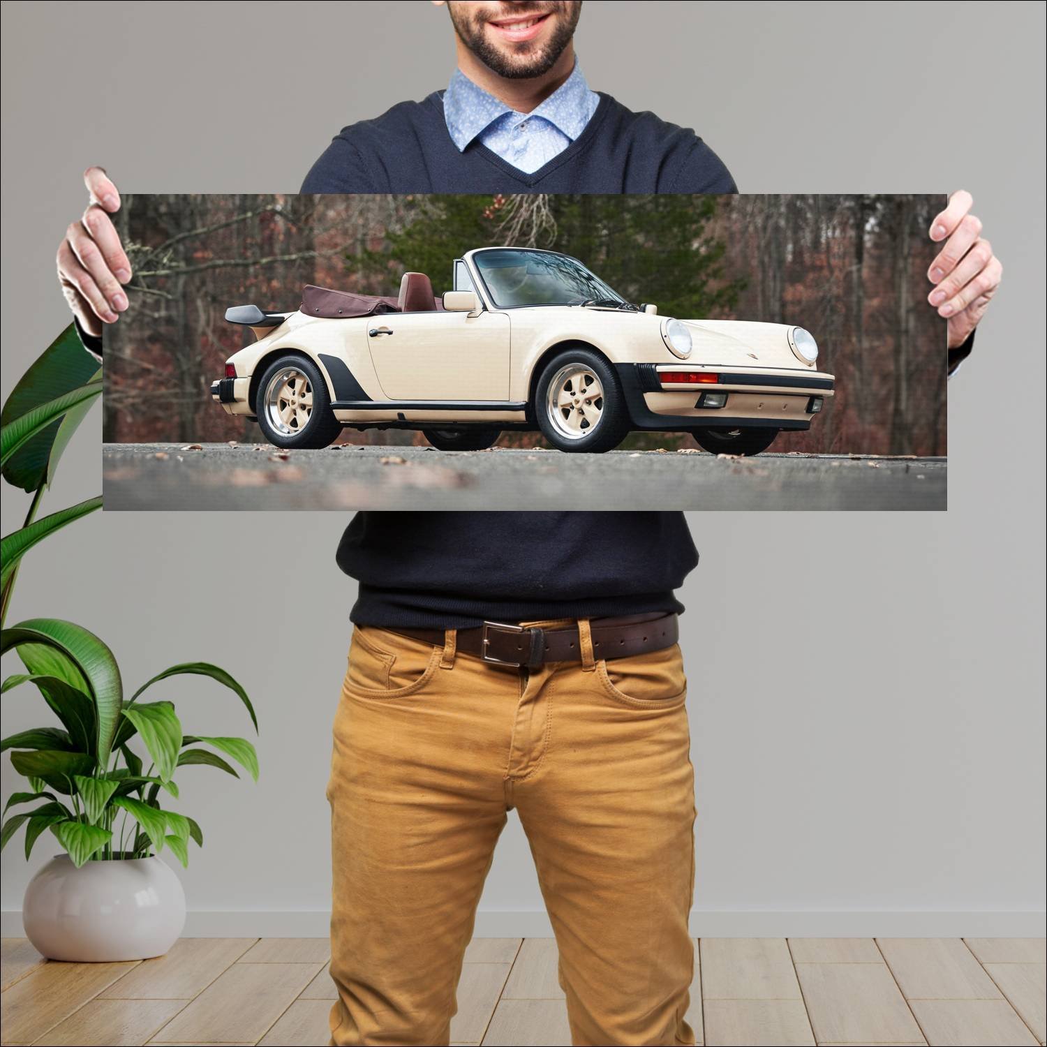 Cuadro grande 30x80cm 1986 porsche 911 turbo cabri 181 Porsche