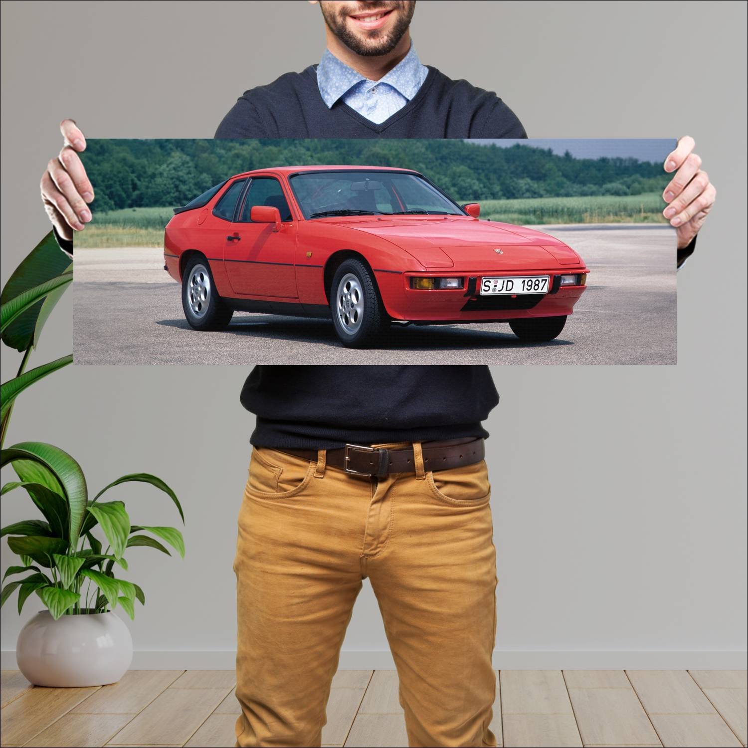 Cuadro grande 30x80cm 1986 porsche 924 s auto 184 Porsche