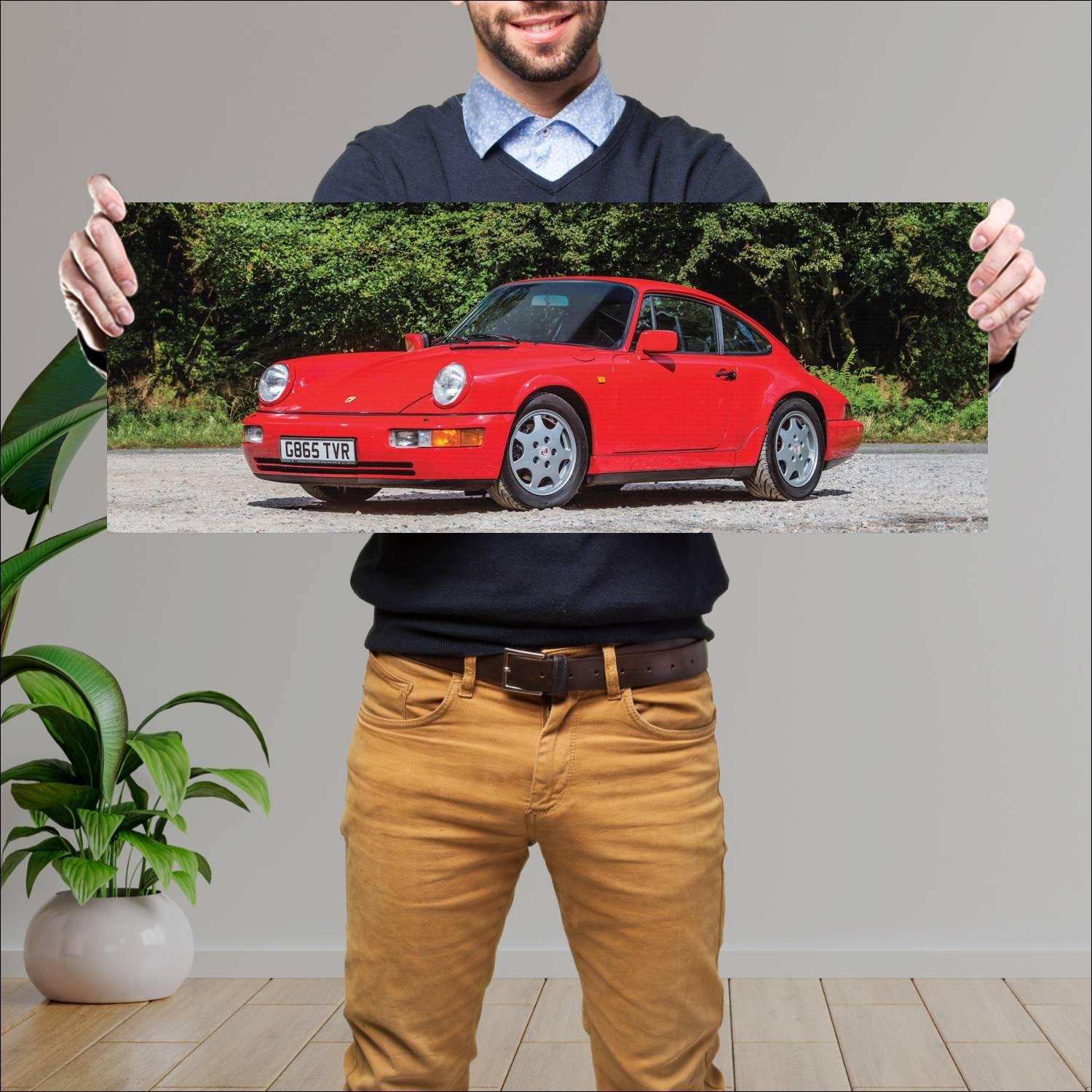 Cuadro grande 30x80cm 1988 porsche 911 carrera uk 200 Porsche