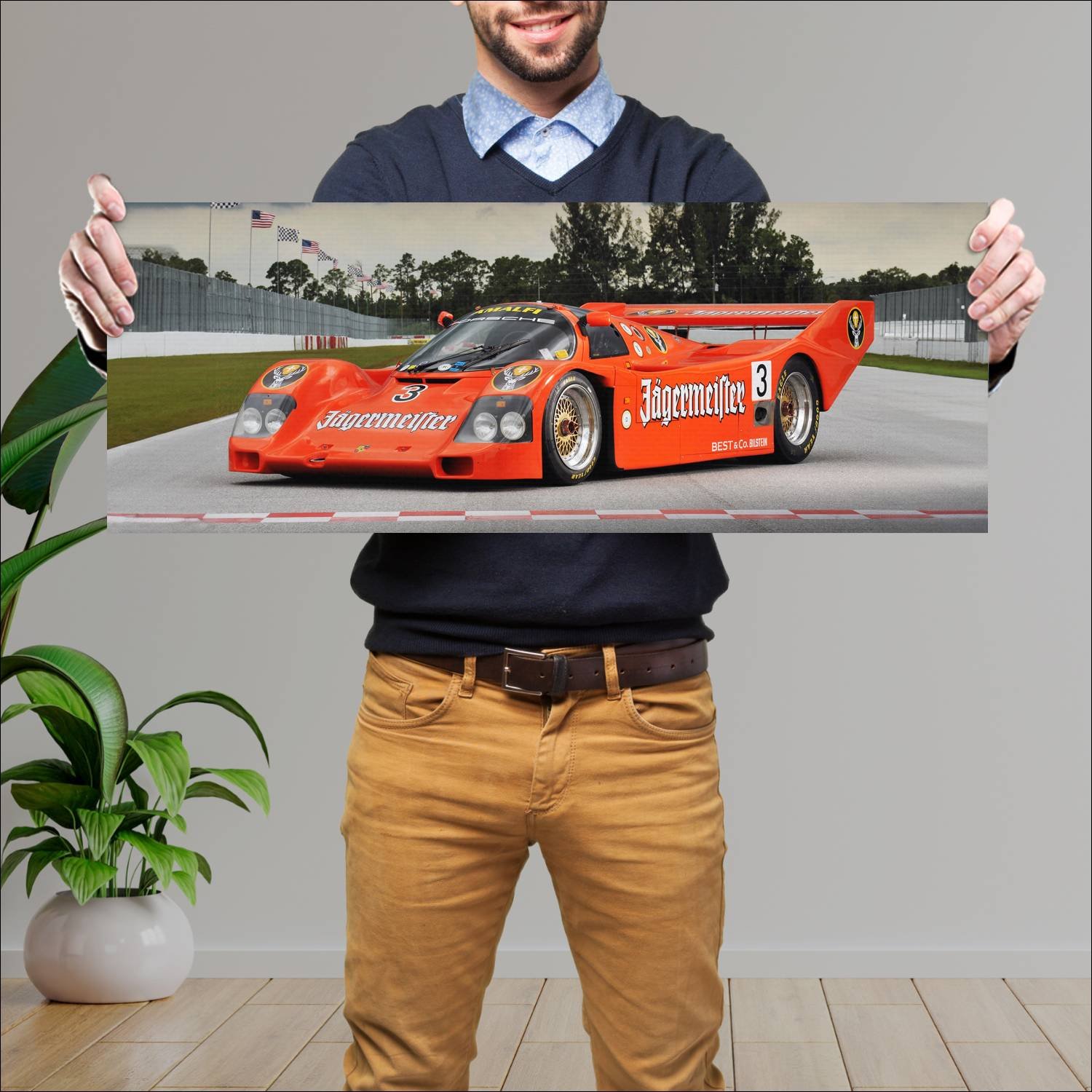 Cuadro grande 30x80cm 1988 porsche 962 c 138 auto 205 Porsche