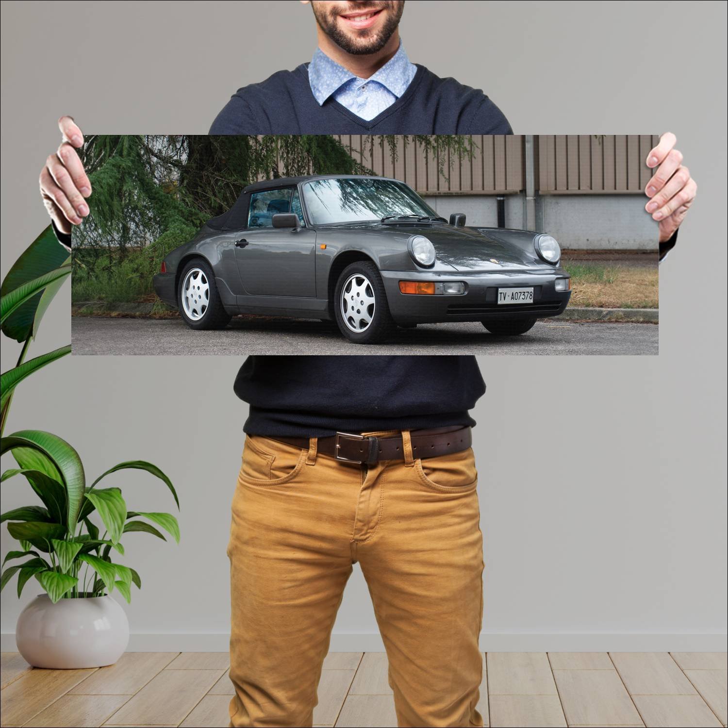 Cuadro grande 30x80cm 1989 porsche 911 carrera cab 208 Porsche