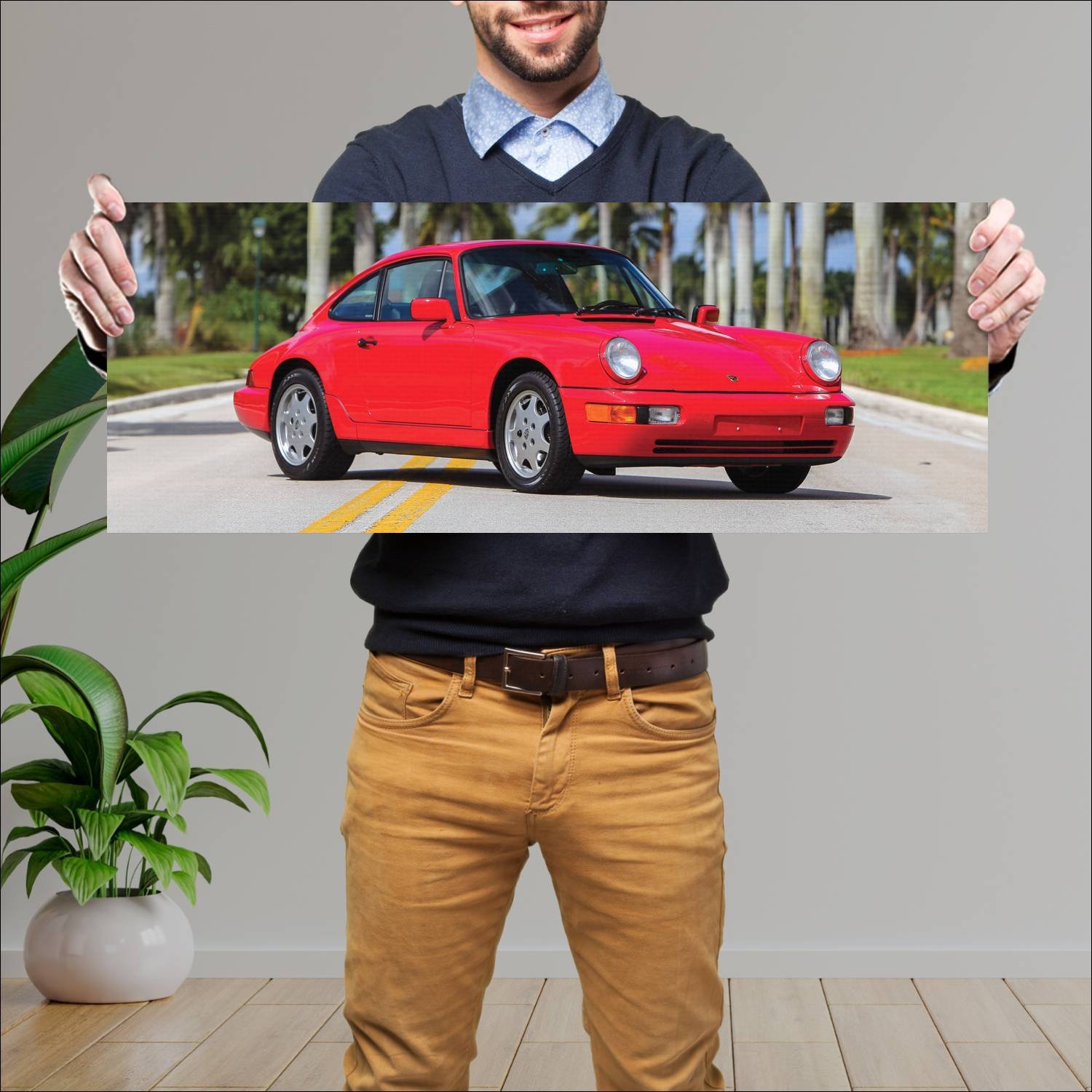 Cuadro grande 30x80cm 1989 porsche 911 carrera us 209 Porsche