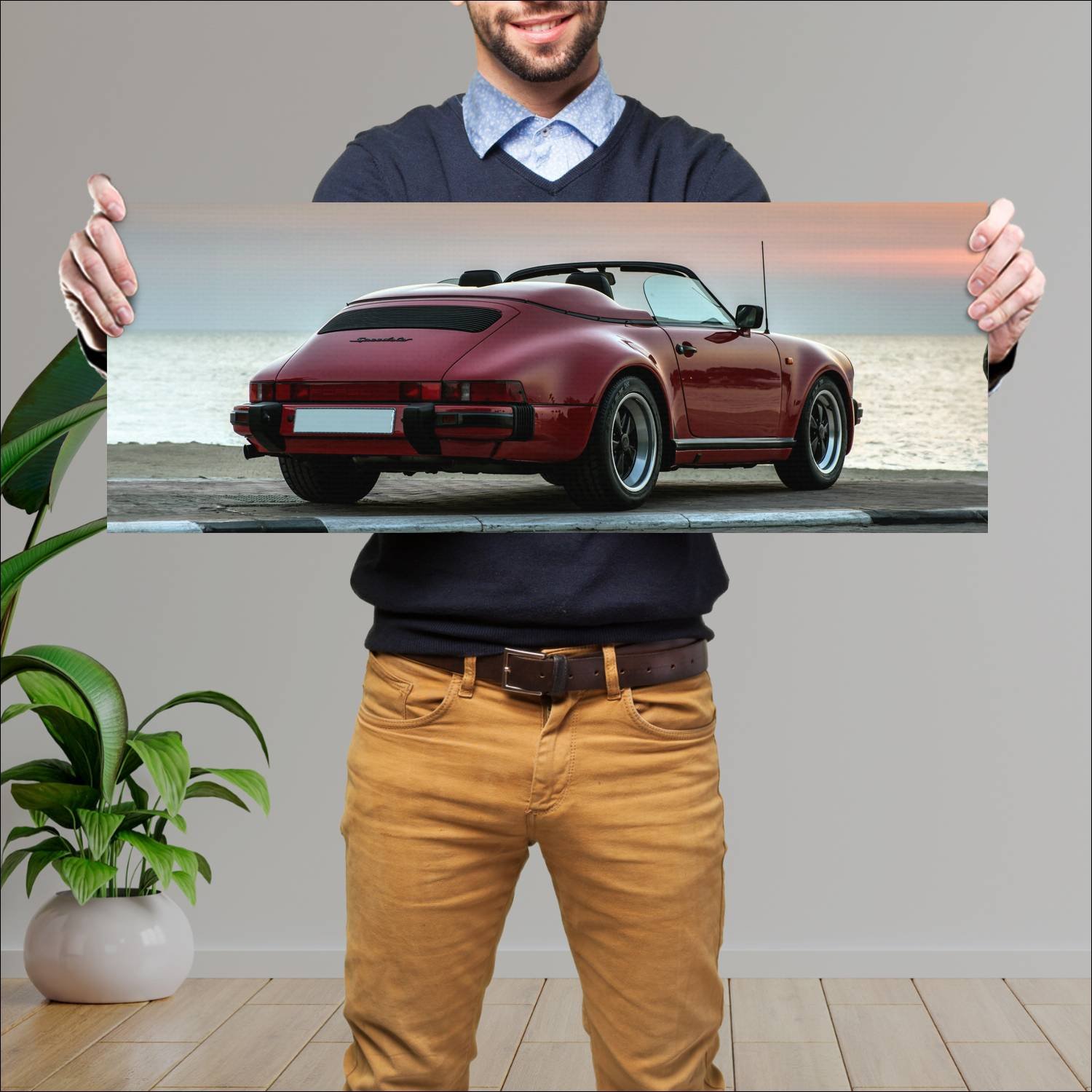 Cuadro grande 30x80cm 1989 porsche 911 speedster t 216 Porsche