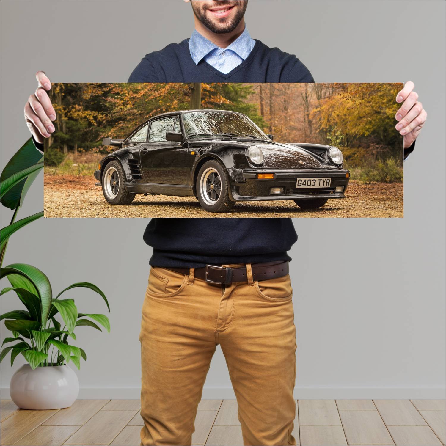 Cuadro grande 30x80cm 1989 porsche 911 turbo limit 220 Porsche