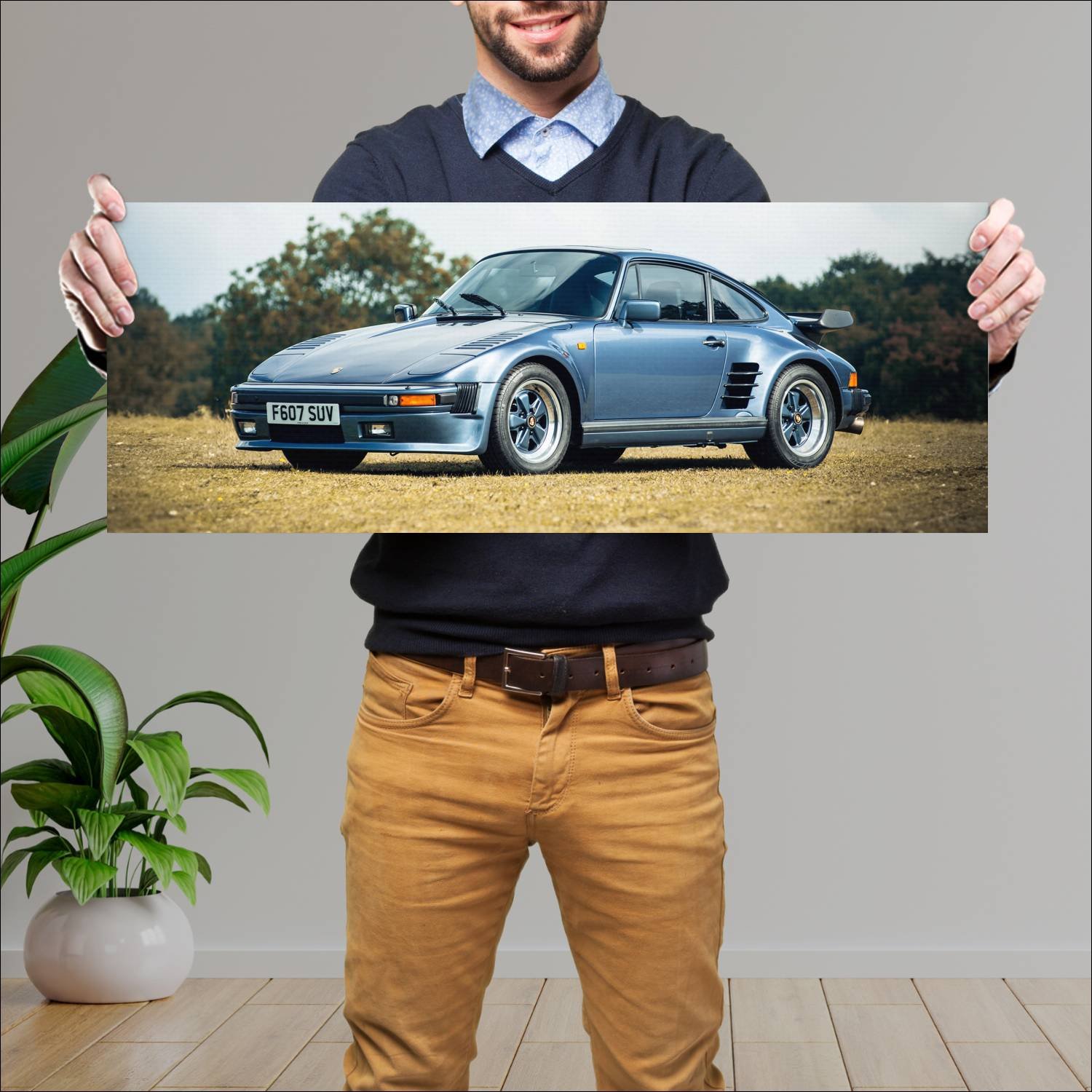 Cuadro grande 30x80cm 1989 porsche 911 turbo se sl 222 Porsche