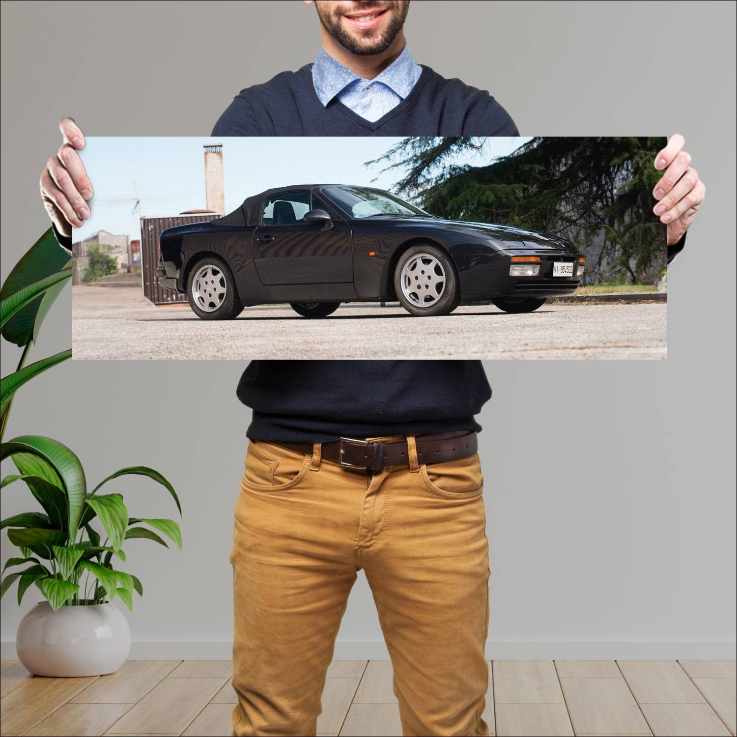 Cuadro grande 30x80cm 1989 porsche 944 s2 cabriole 225 Porsche