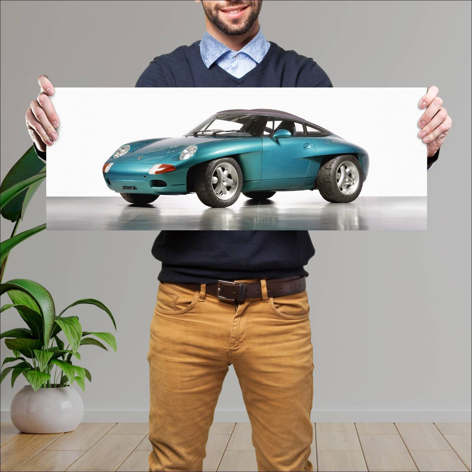 Cuadro grande 30x80cm 1989 porsche panamericana co 229 Porsche
