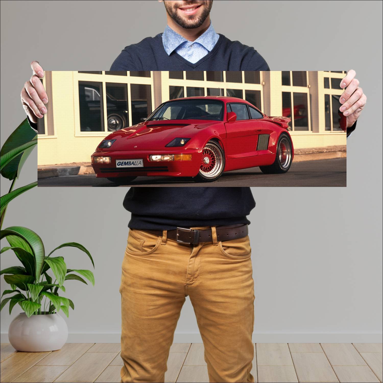 Cuadro grande 30x80cm 1990 gemballa mirage auto 230 Porsche