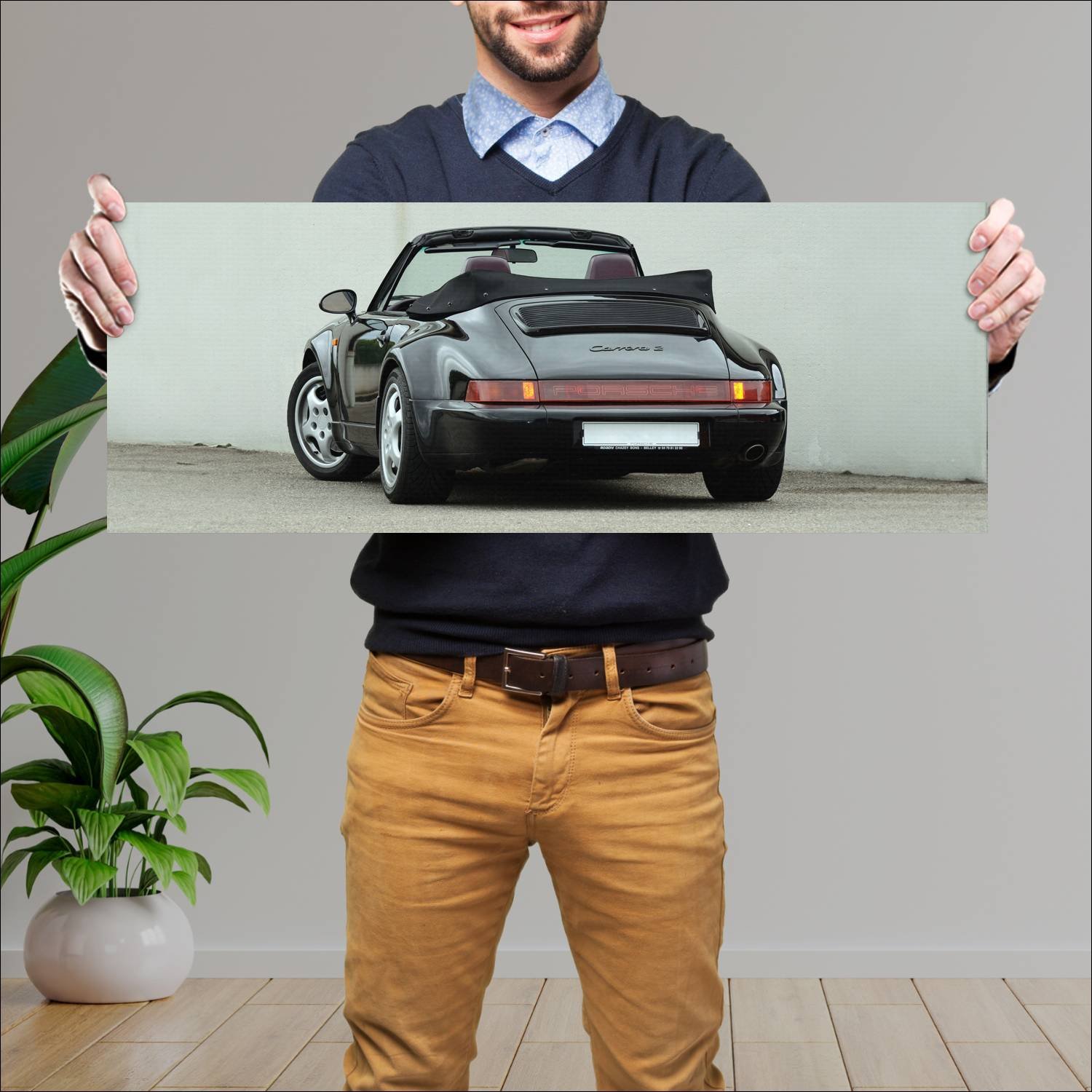 Cuadro grande 30x80cm 1990 porsche 911 carrera cab 232 Porsche