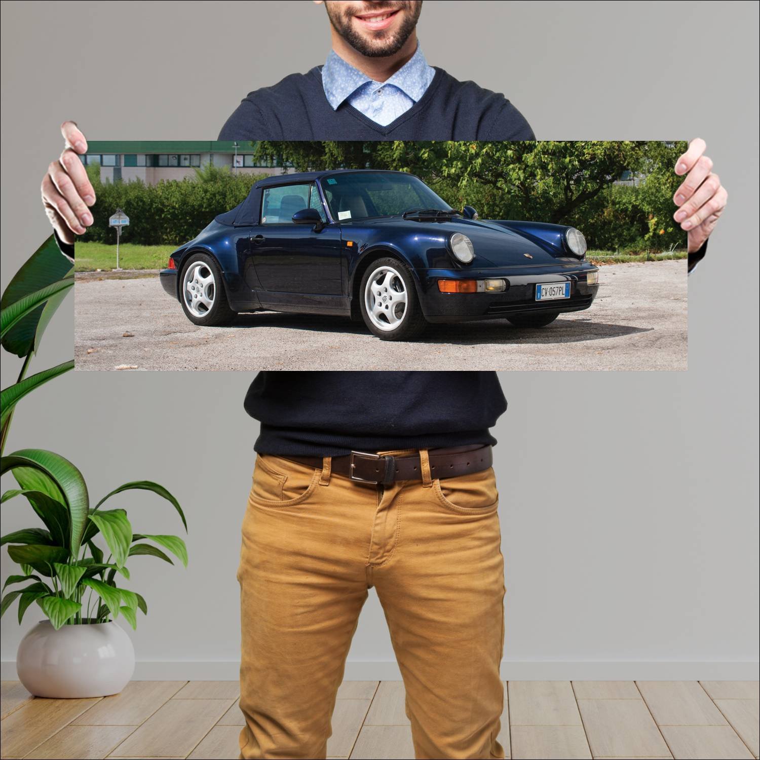 Cuadro grande 30x80cm 1990 porsche 911 carrera cab 233 Porsche