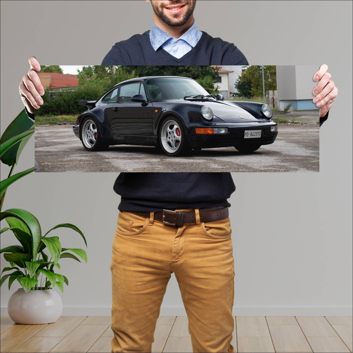 Cuadro grande 30x80cm 1990 porsche 911 turbo auto 235 Porsche