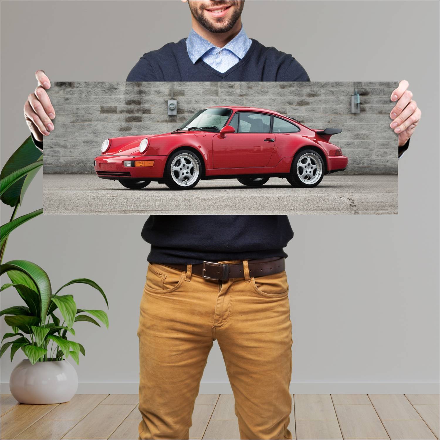 Cuadro grande 30x80cm 1990 porsche 911 turbo us 63 236 Porsche