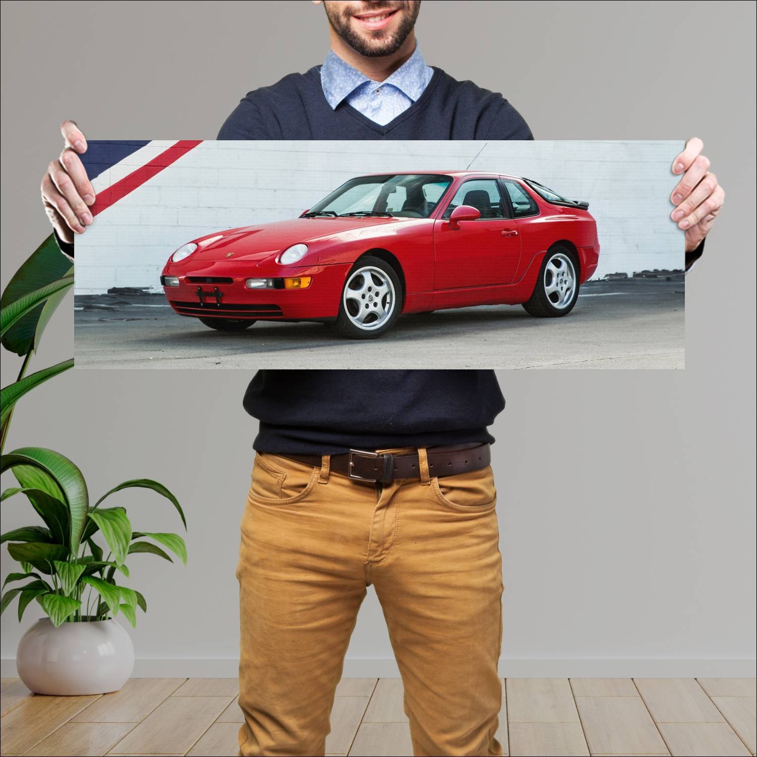 Cuadro grande 30x80cm 1991 porsche 968 us auto 248 Porsche