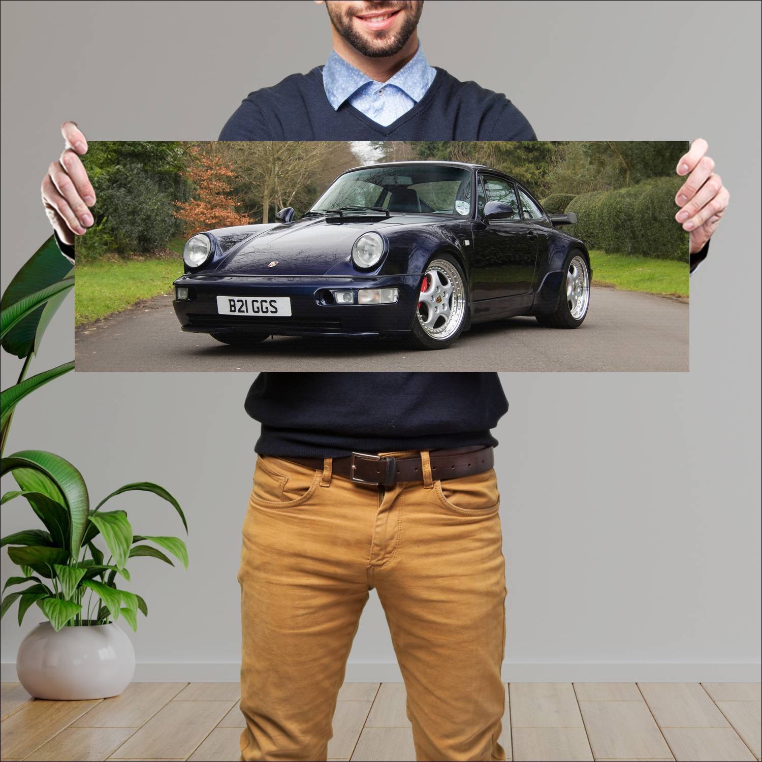 Cuadro grande 30x80cm 1992 porsche 911 turbo uk 50 253 Porsche