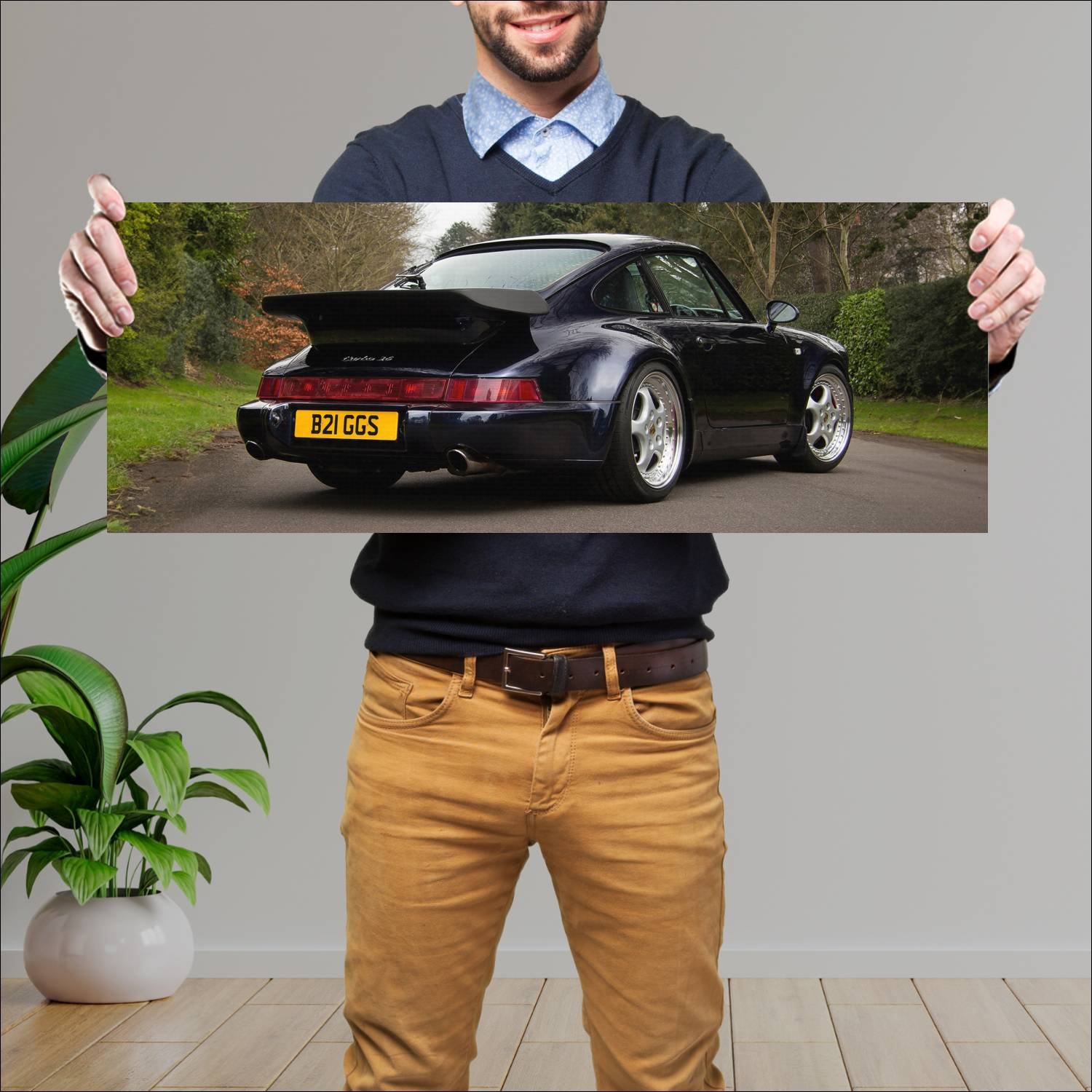 Cuadro grande 30x80cm 1992 porsche 911 turbo uk 50 254 Porsche