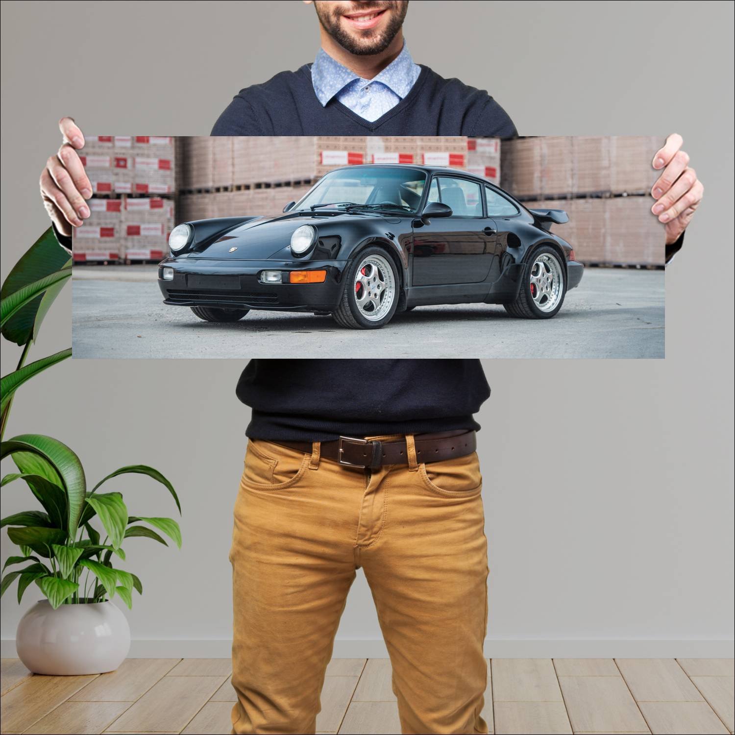 Cuadro grande 30x80cm 1993 porsche 911 turbo s us 267 Porsche