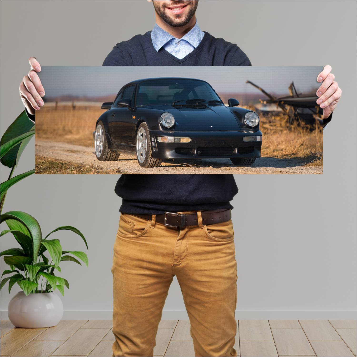 Cuadro grande 30x80cm 1993 ruf cr4 black devil 111 273 Porsche