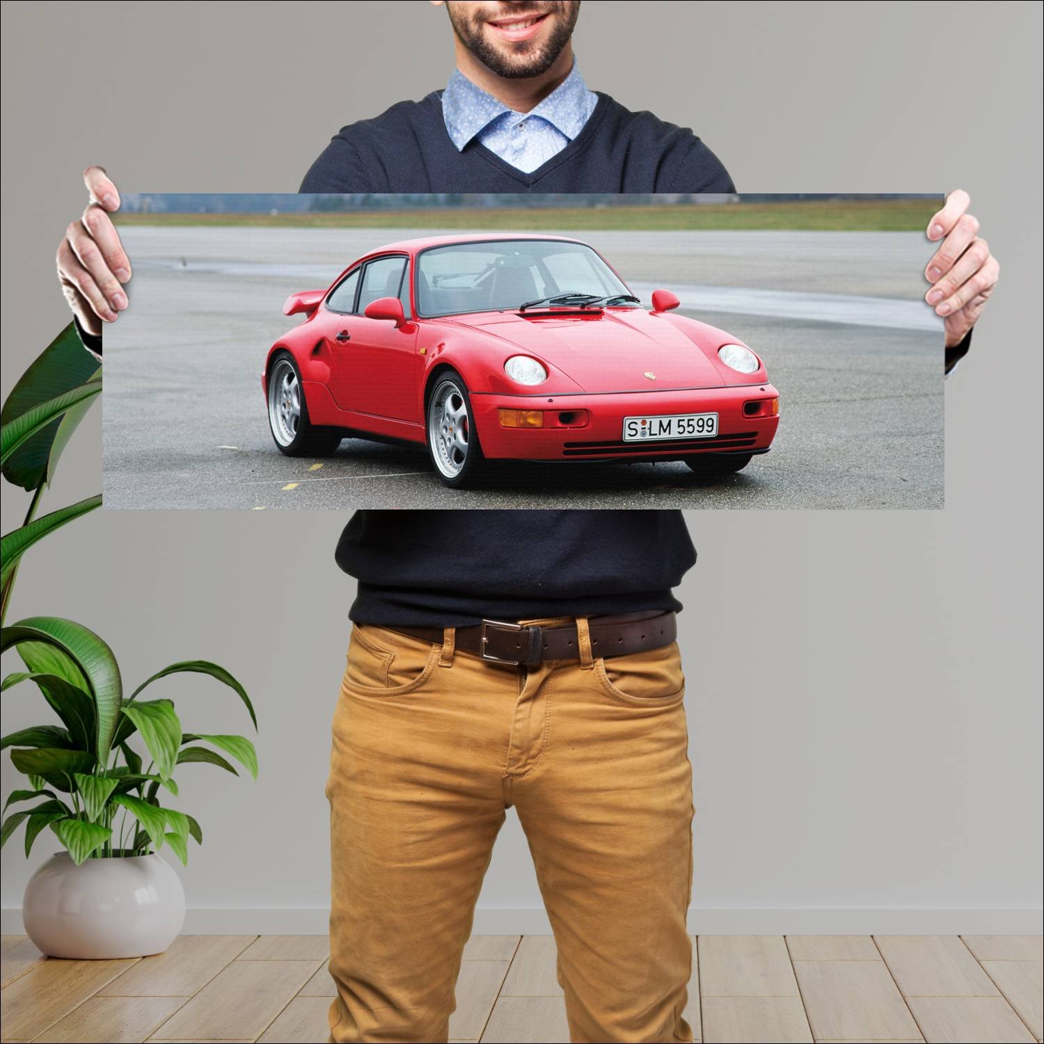 Cuadro grande 30x80cm 1994 porsche 911 turbo slant 280 Porsche