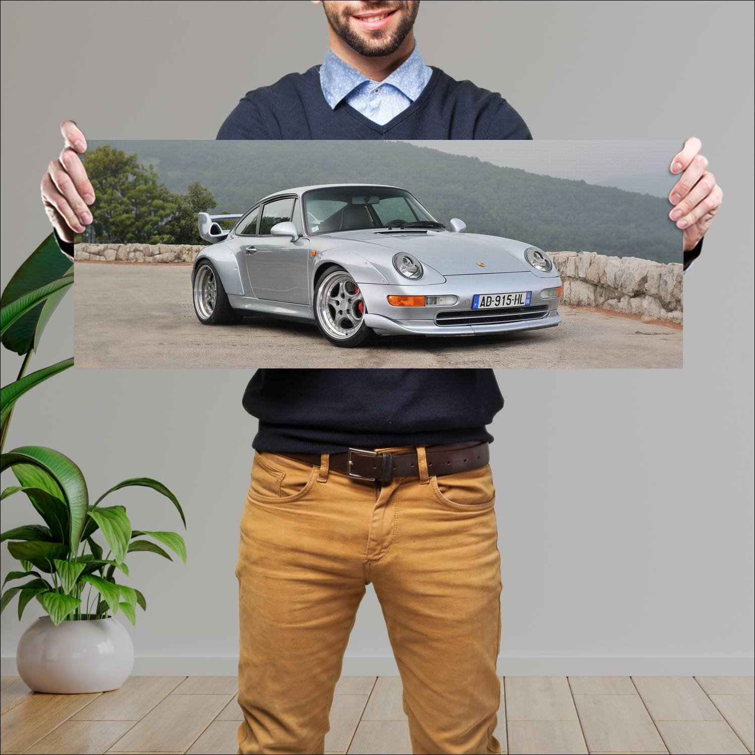 Cuadro grande 30x80cm 1995 porsche 911 gt2 auto 290 Porsche