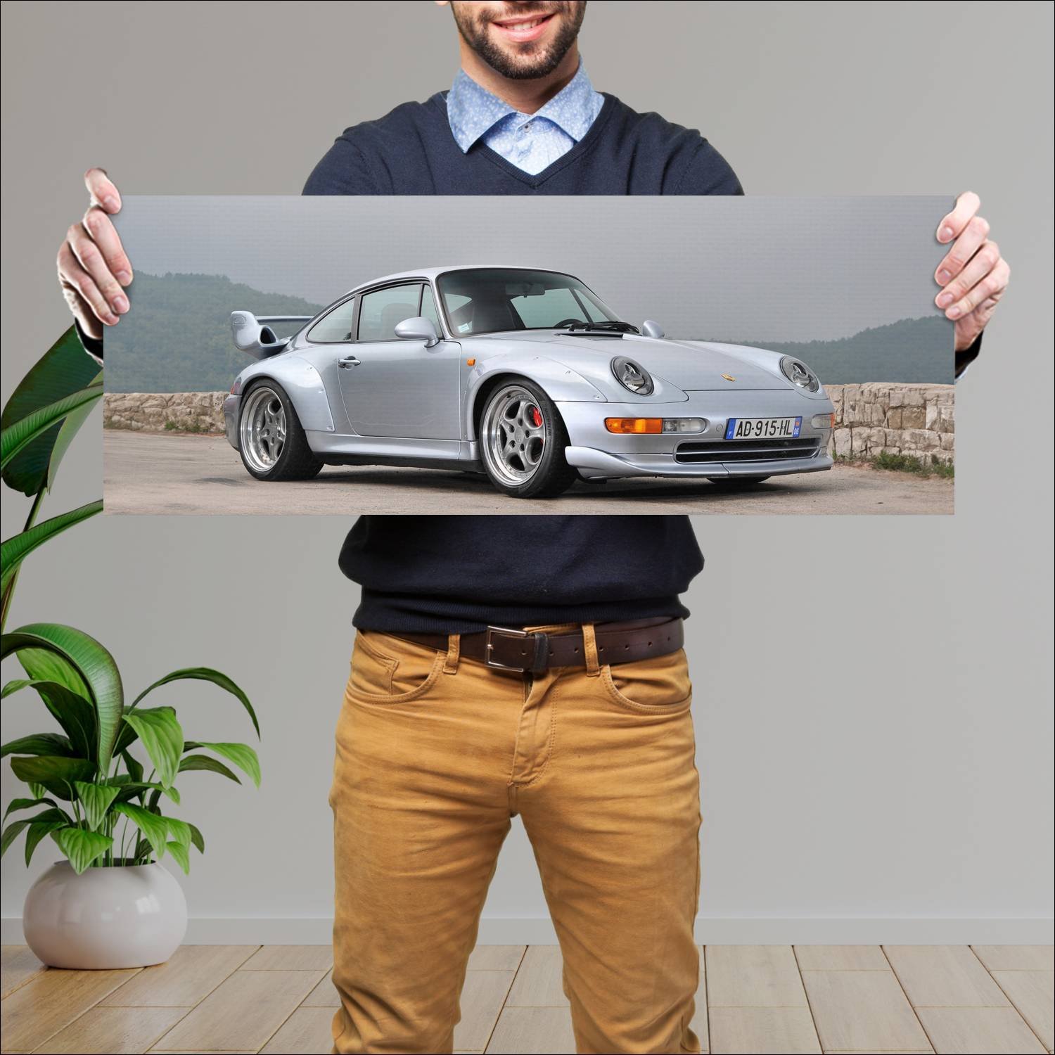 Cuadro grande 30x80cm 1995 porsche 911 gt2 auto h 291 Porsche