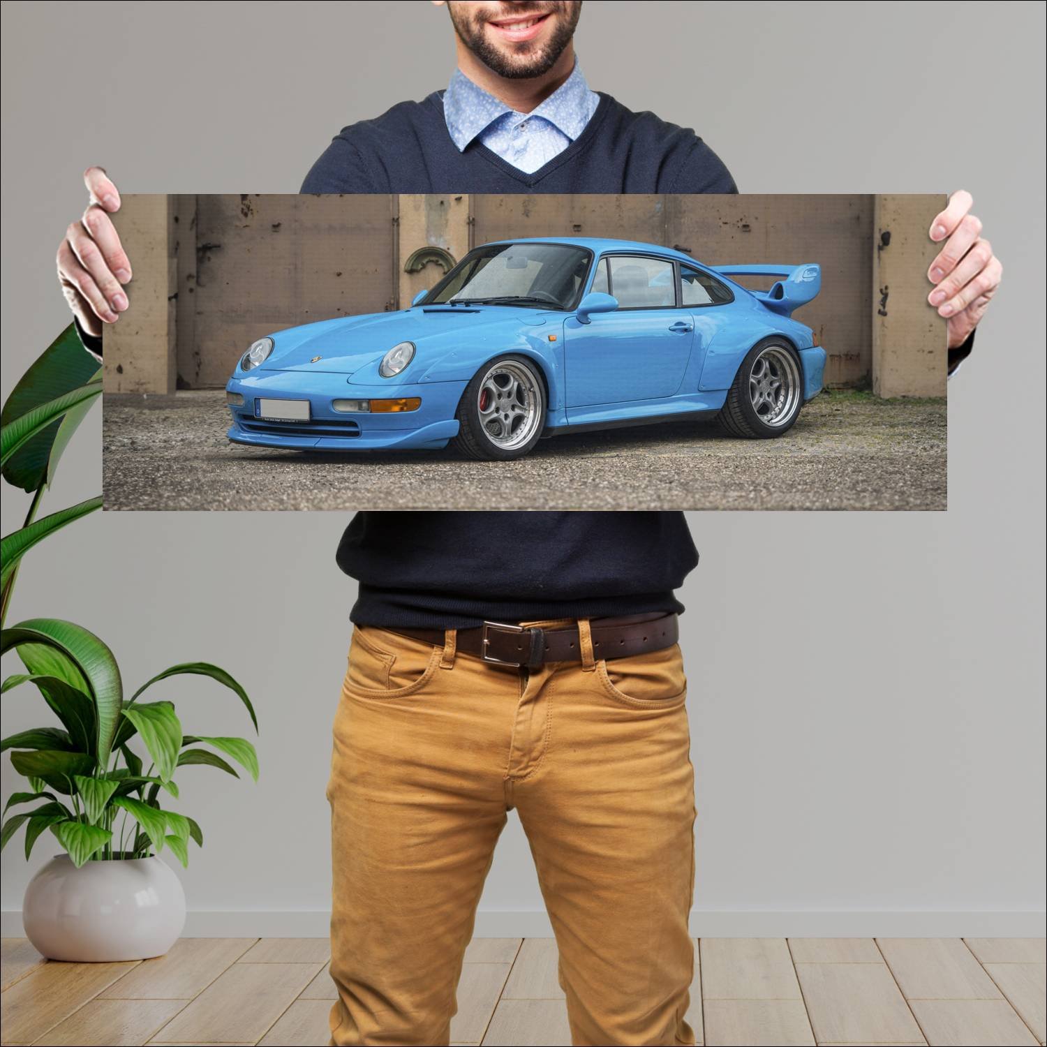Cuadro grande 30x80cm 1995 porsche 911 gt2 auto h 292 Porsche