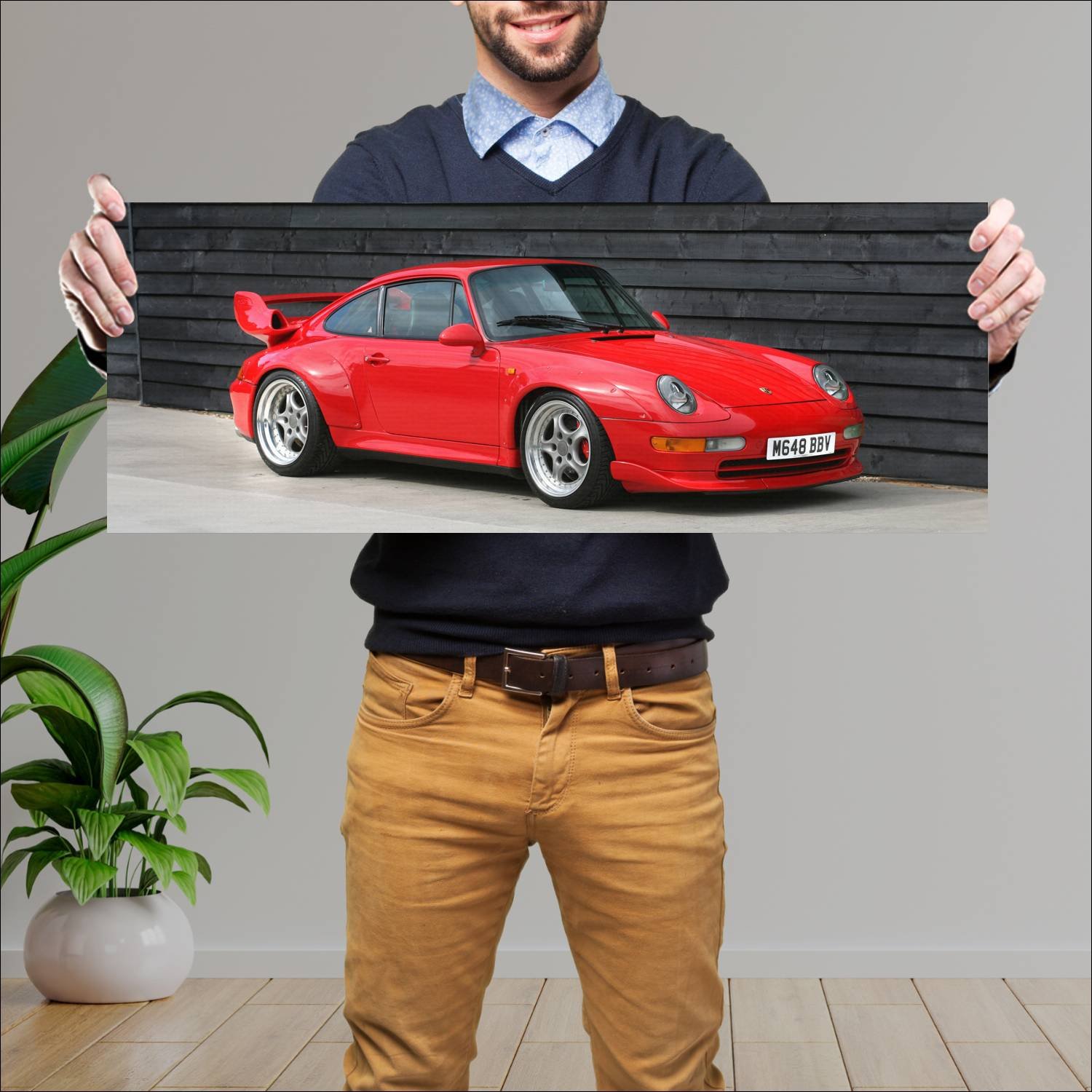 Cuadro grande 30x80cm 1995 porsche 911 gt2 uk Porsche