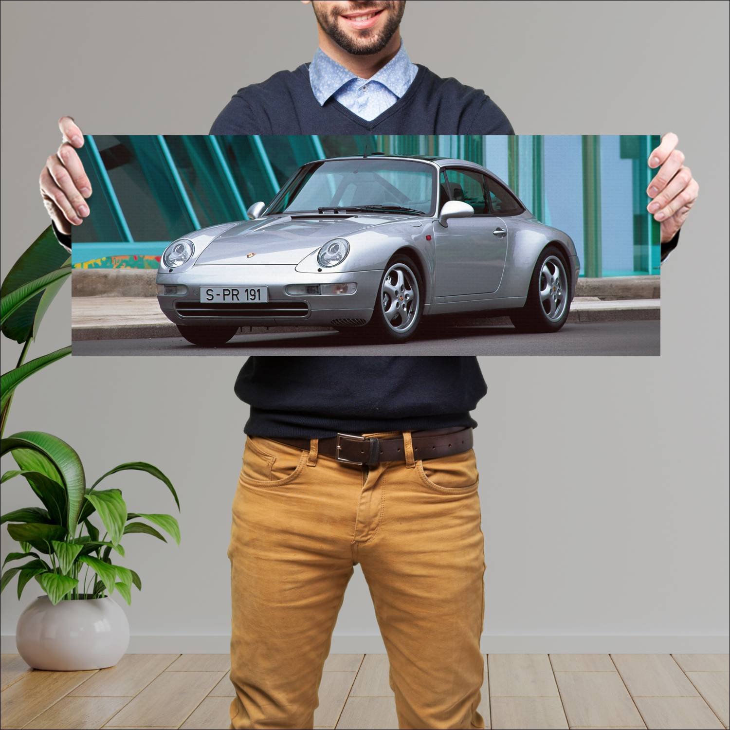 Cuadro grande 30x80cm 1995 porsche 911 targa auto 294 Porsche