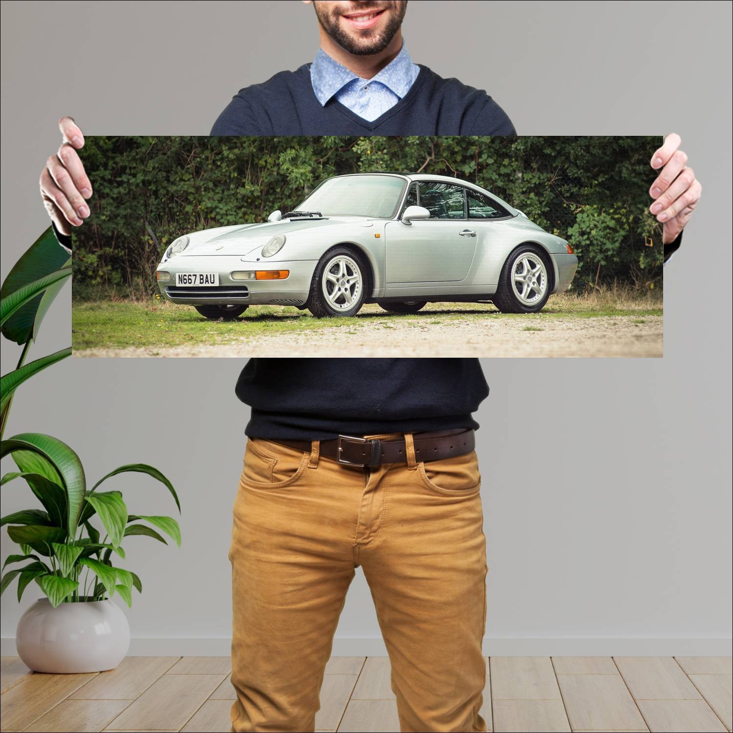 Cuadro grande 30x80cm 1995 porsche 911 targa uk 50 295 Porsche
