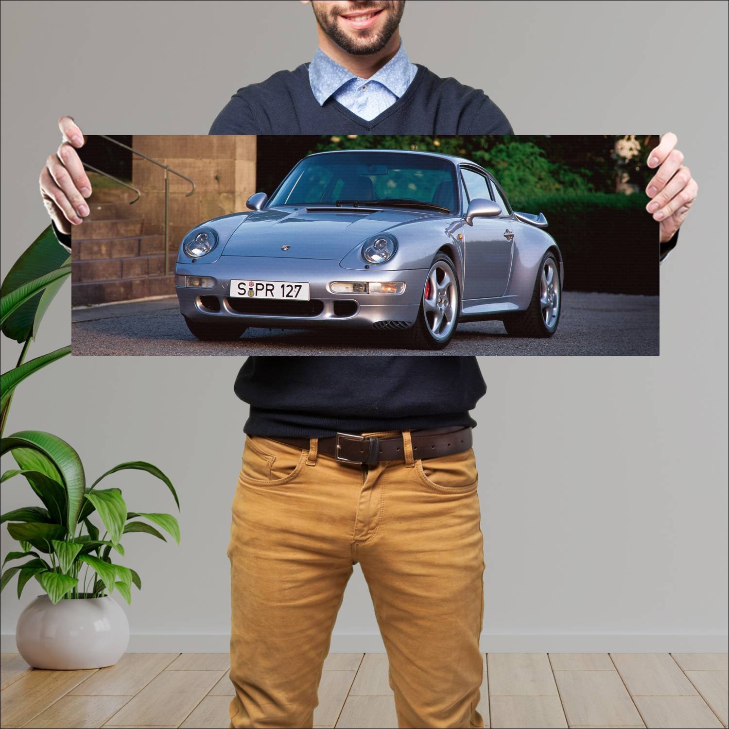 Cuadro grande 30x80cm 1995 porsche 911 turbo auto 296 Porsche