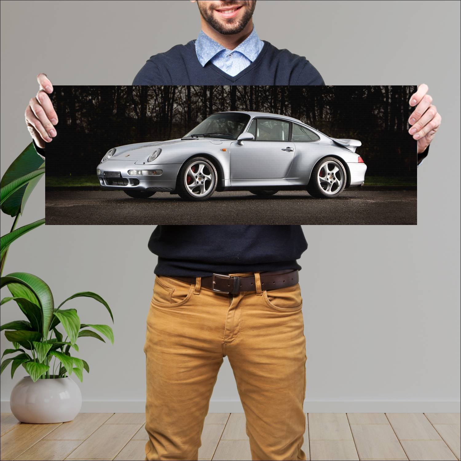 Cuadro grande 30x80cm 1995 porsche 911 turbo auto 297 Porsche