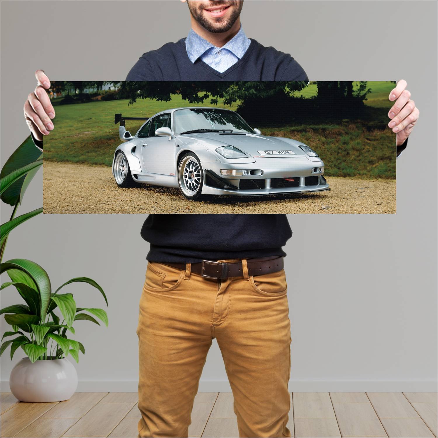 Cuadro grande 30x80cm 1996 gemballa gtr 600 auto 303 Porsche