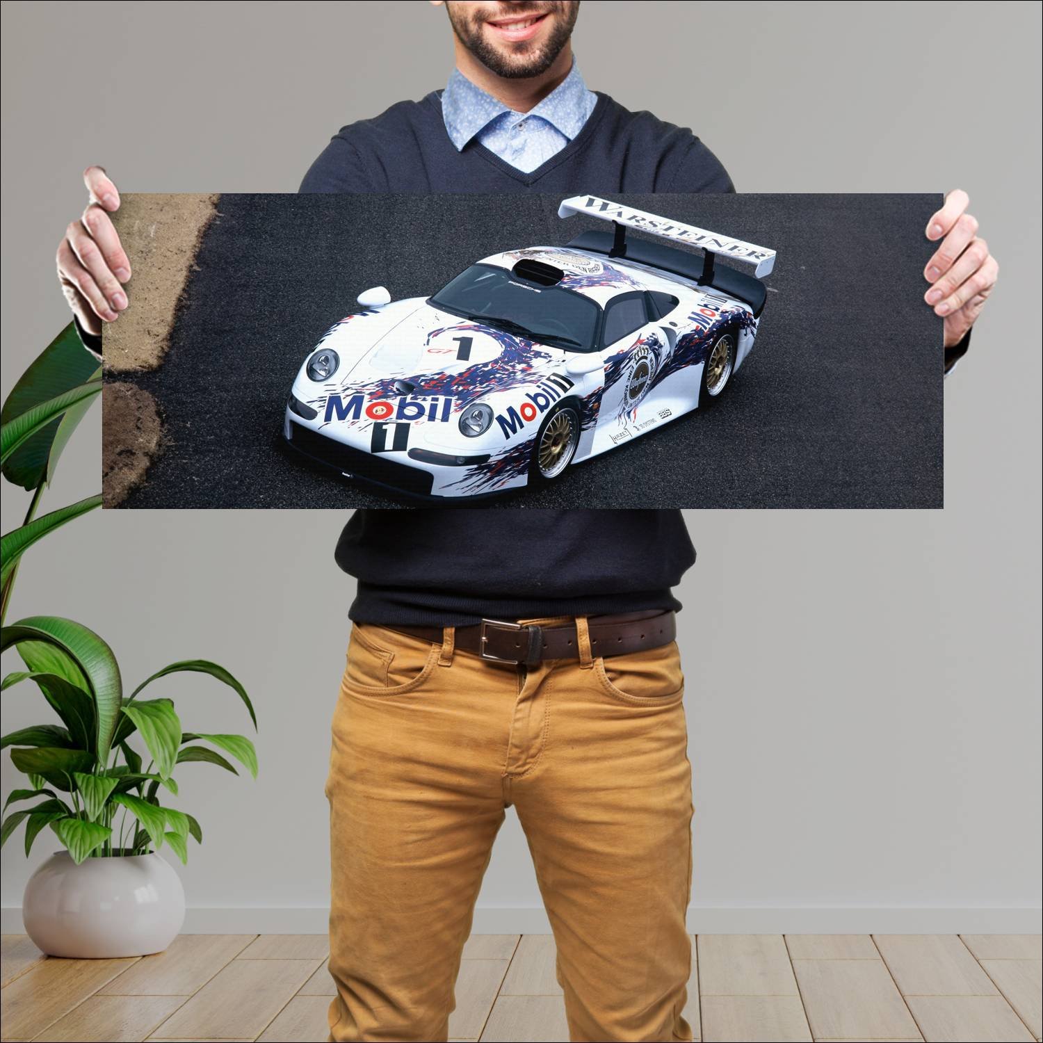 Cuadro grande 30x80cm 1996 porsche 911 gt1 auto 305 Porsche