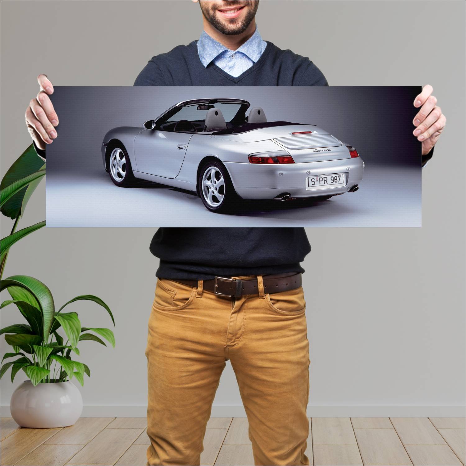 Cuadro grande 30x80cm 1998 porsche 911 carrera cab 324 Porsche