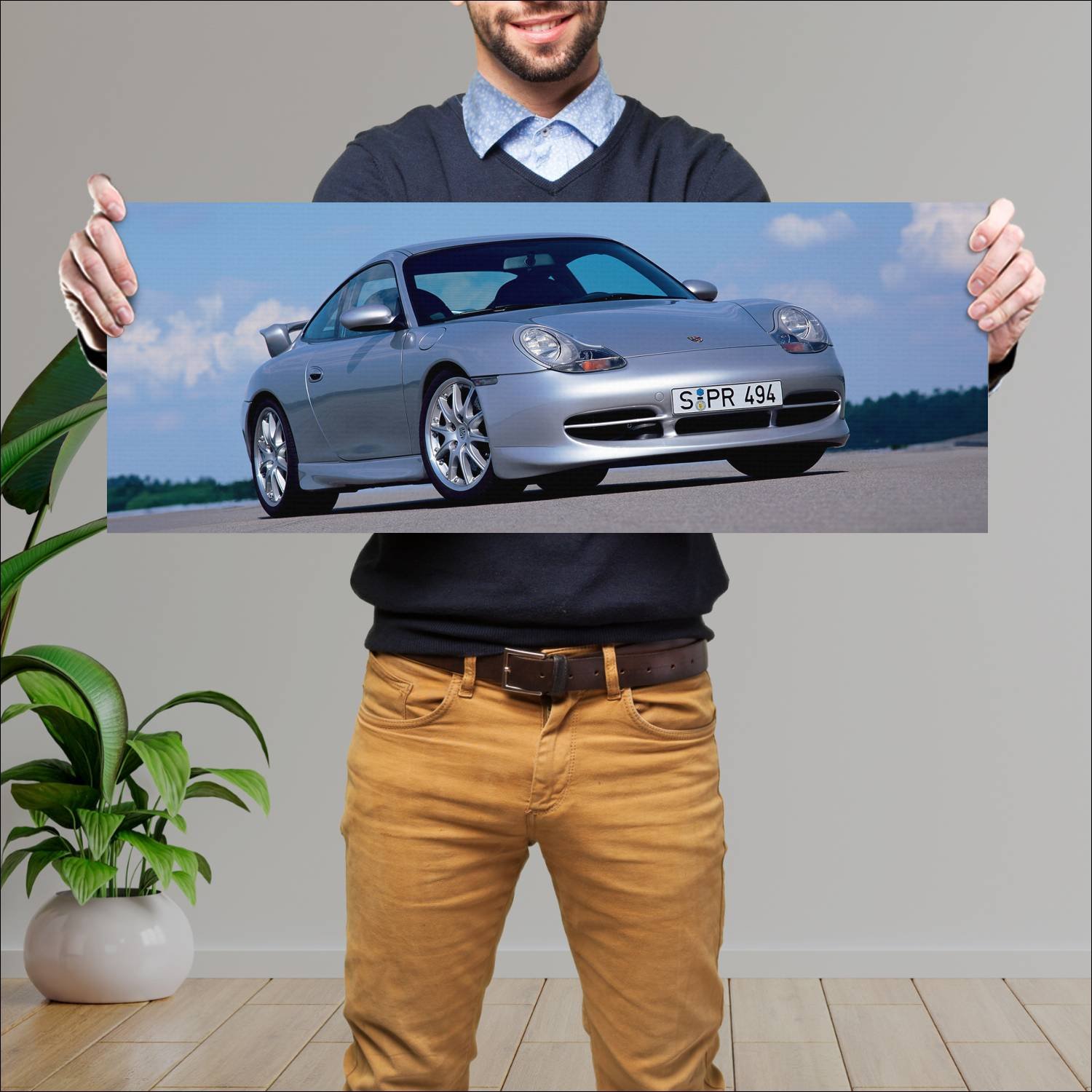 Cuadro grande 30x80cm 1999 porsche 911 gt3 auto 330 Porsche