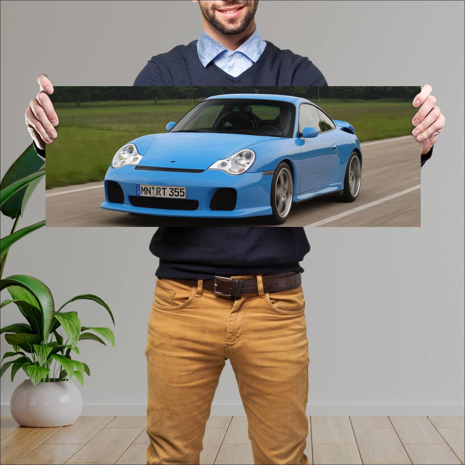 Cuadro grande 30x80cm 2000 ruf rgt rs auto 348 Porsche