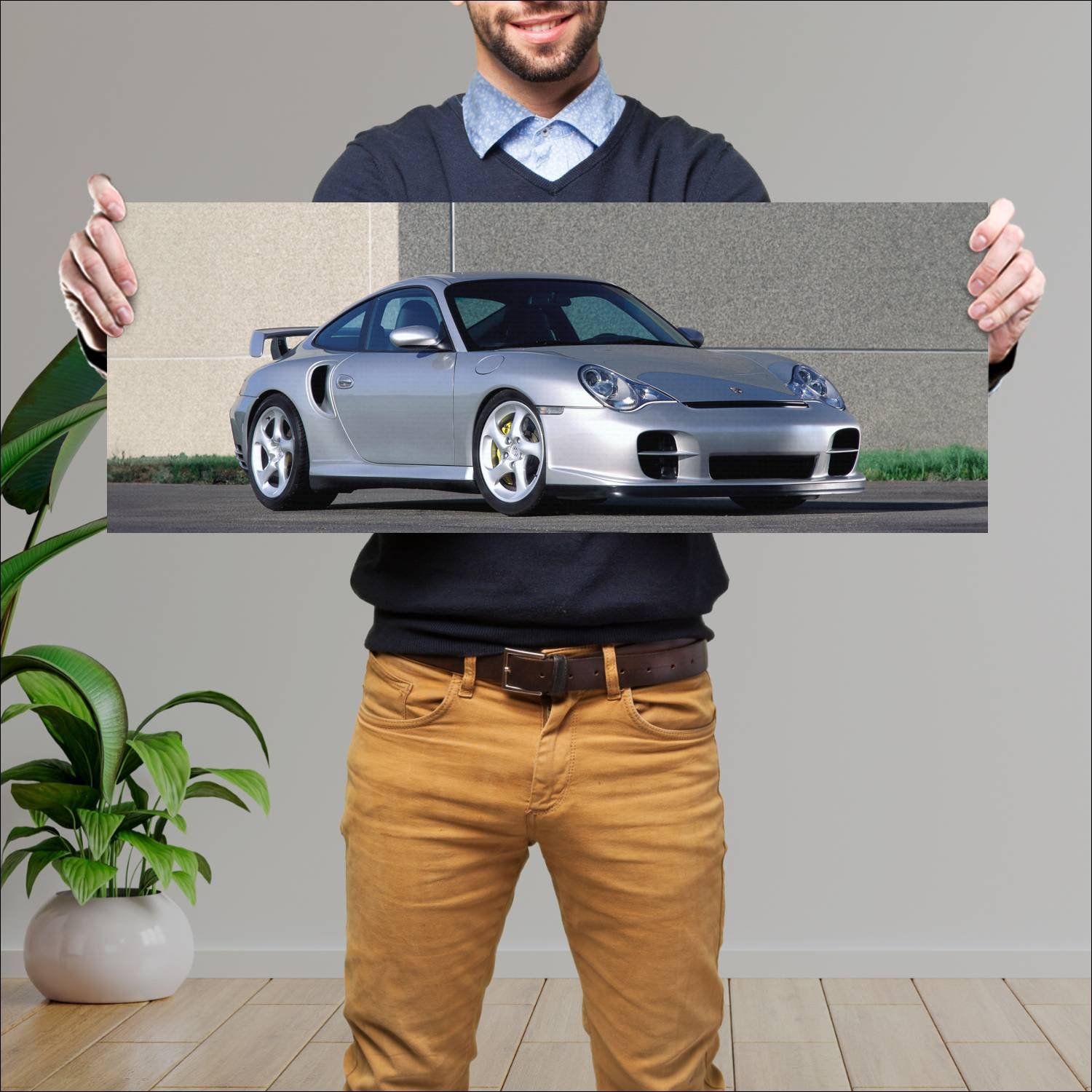 Cuadro grande 30x80cm 2001 porsche 911 gt2 auto 362 Porsche