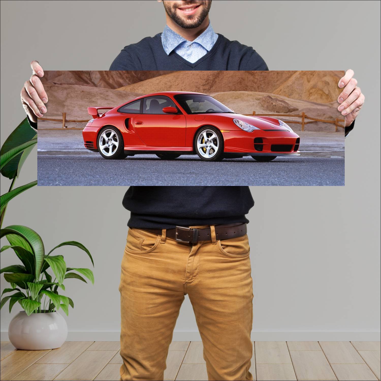 Cuadro grande 30x80cm 2001 porsche 911 gt2 us Porsche