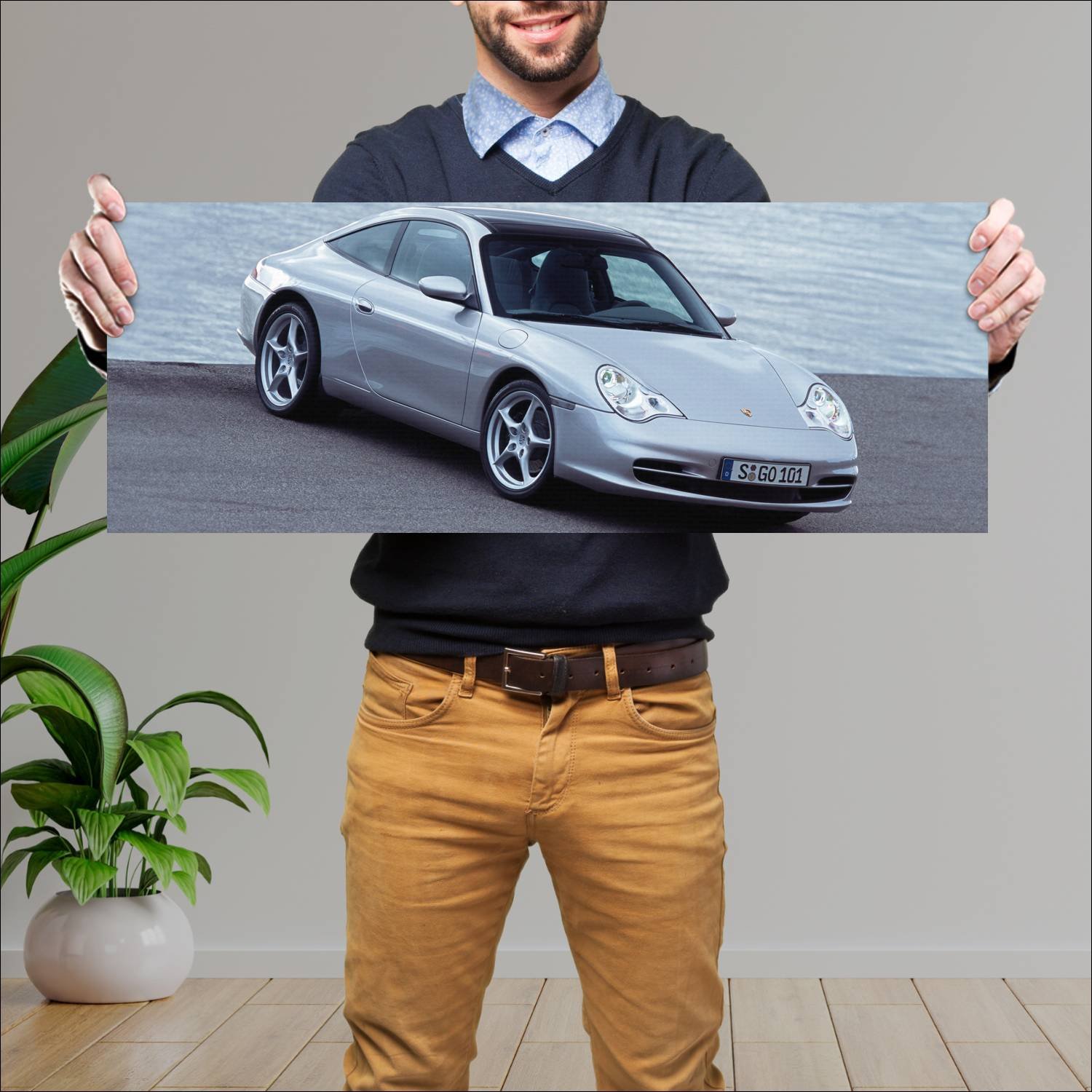 Cuadro grande 30x80cm 2001 porsche 911 targa auto 365 Porsche